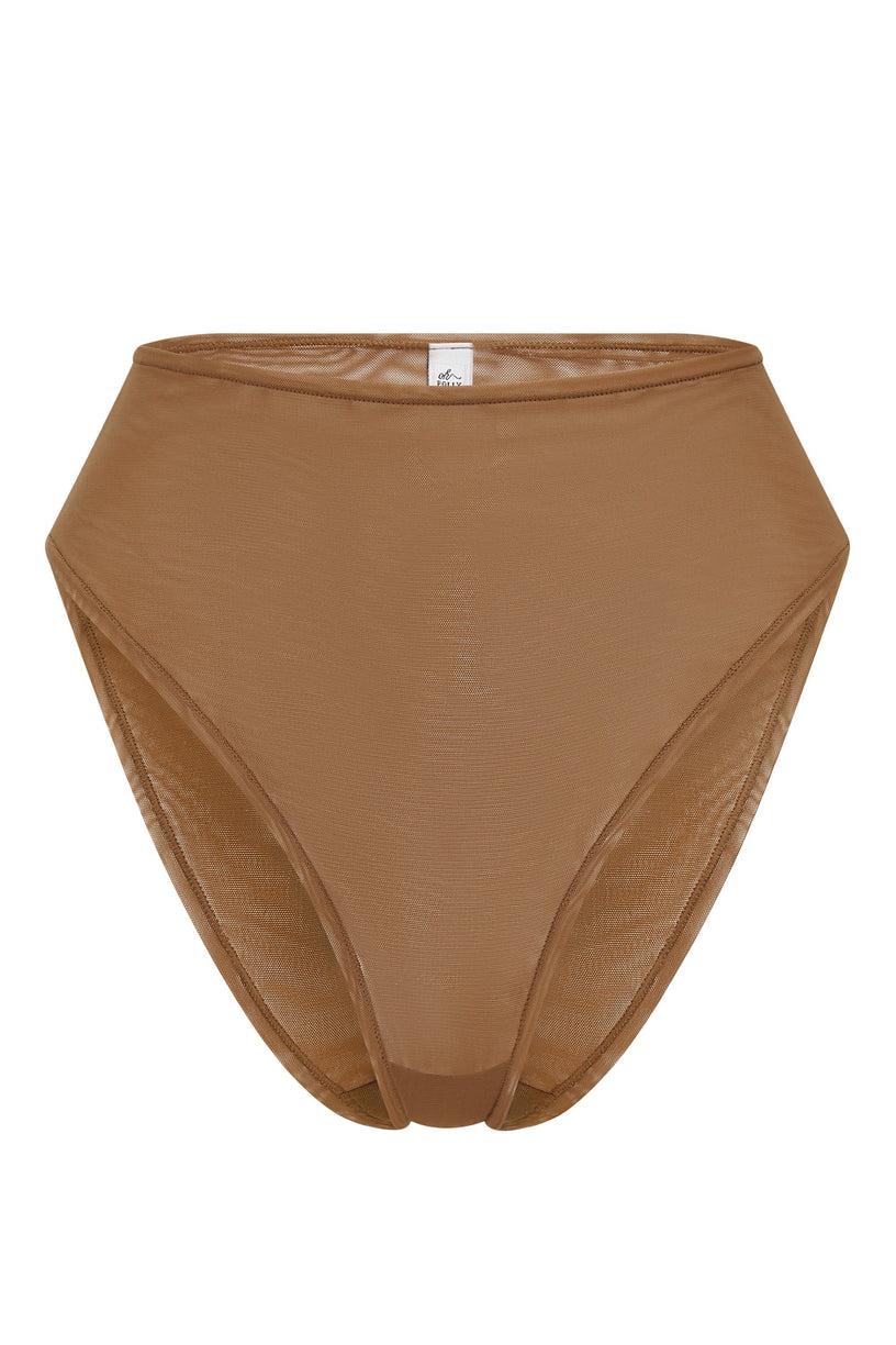 Soft Mesh High Waisted Knicker in Almond - 2