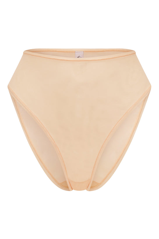 Soft Mesh High Waisted Knicker in Beige