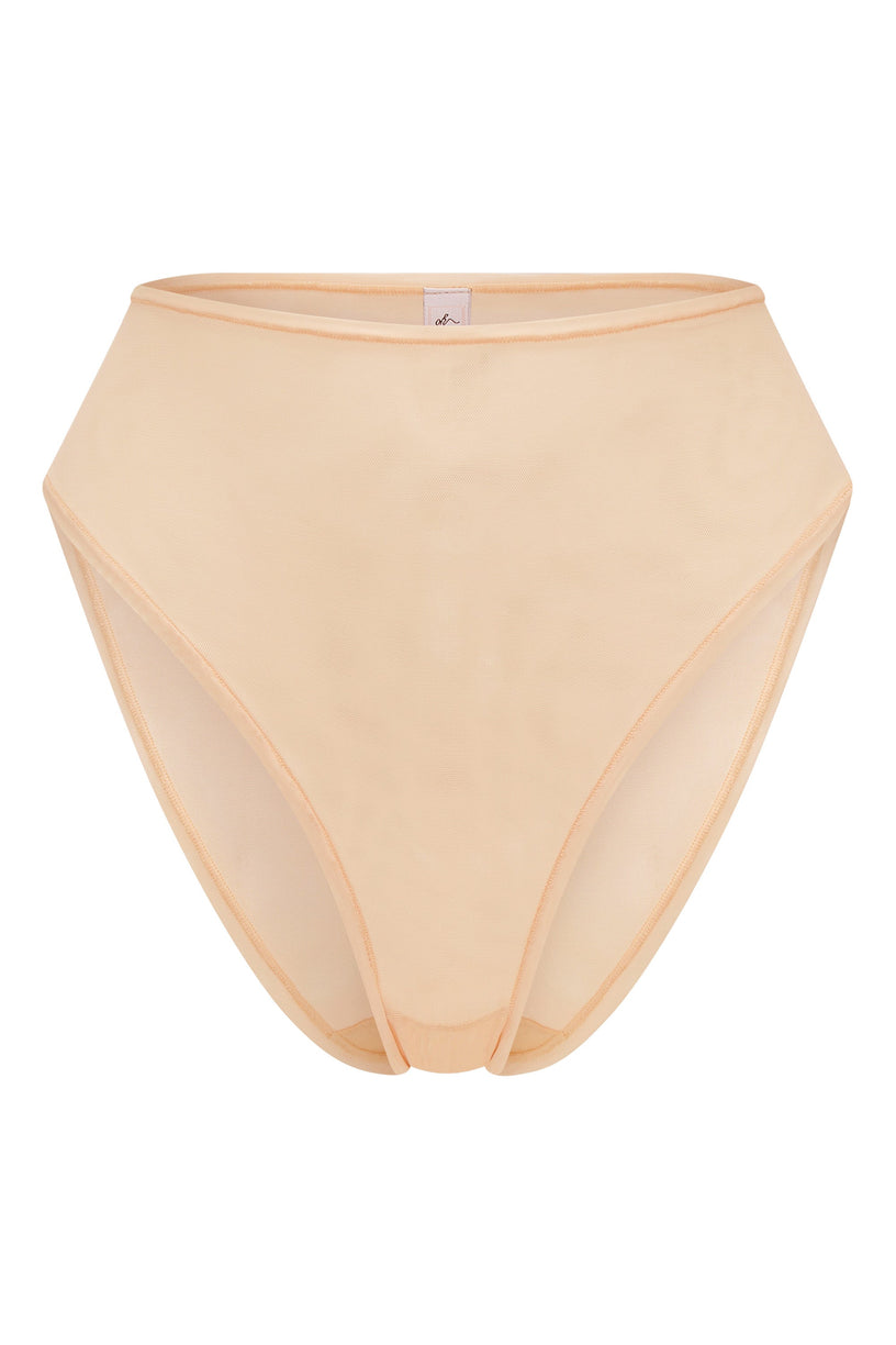 Soft Mesh High Waisted Knicker in Beige - 2