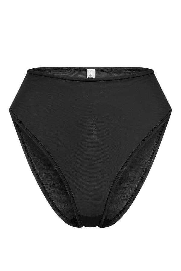 Soft Mesh High Waisted Knicker in Black - 2