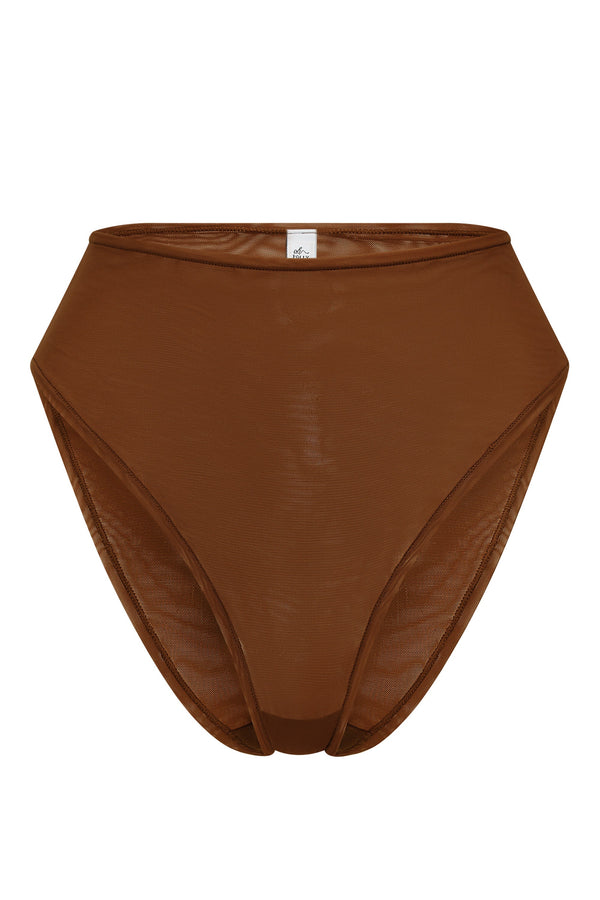 Soft Mesh High Waisted Knicker in Chestnut - 2