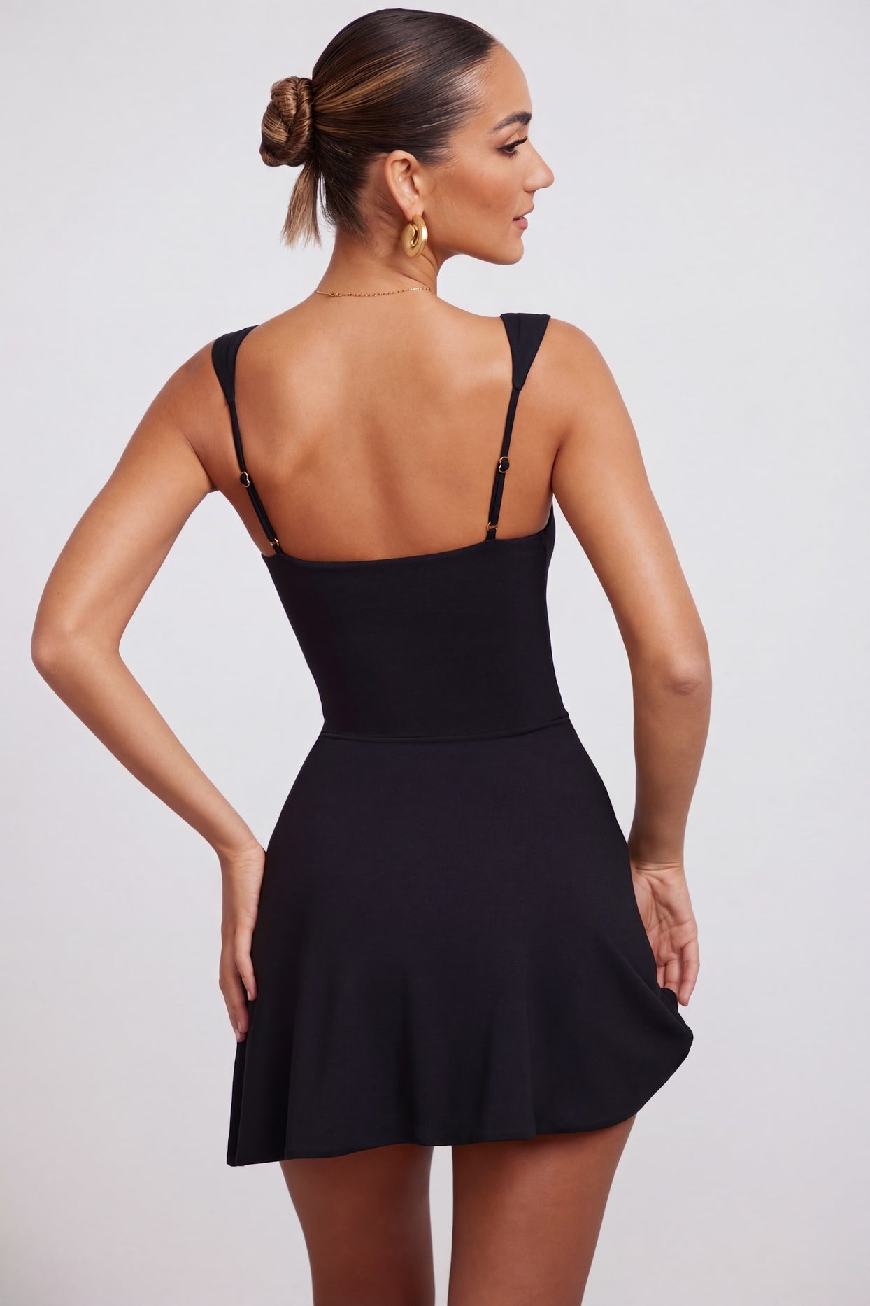 Sweetheart Neckline Mini Dress in Black - 3