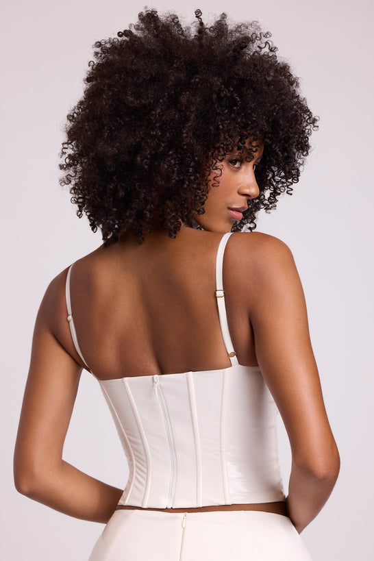 Vinyl Underwired Corset Crop Top in White