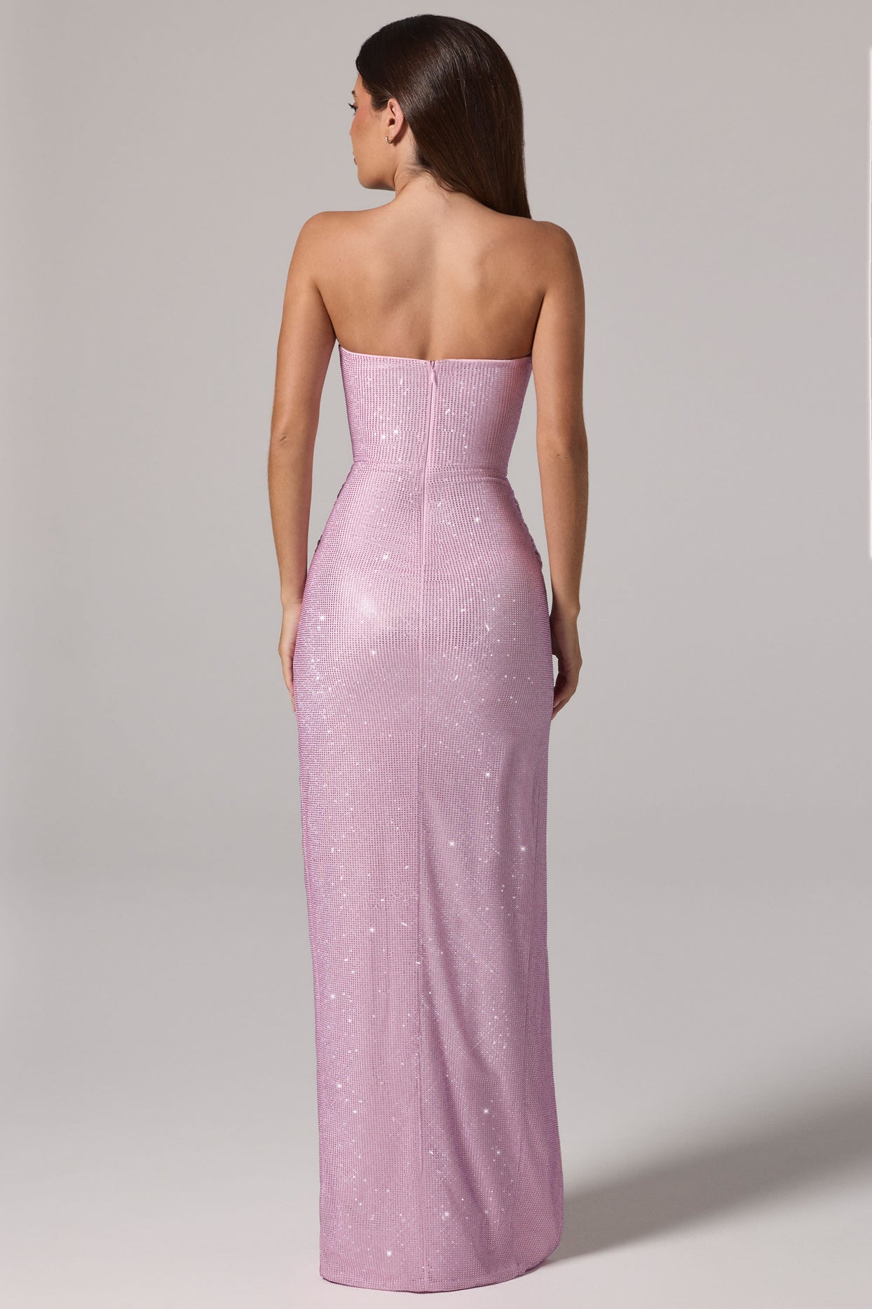 Embellished Bandeau Cowl-Waist Maxi Dress in Lavender - 6