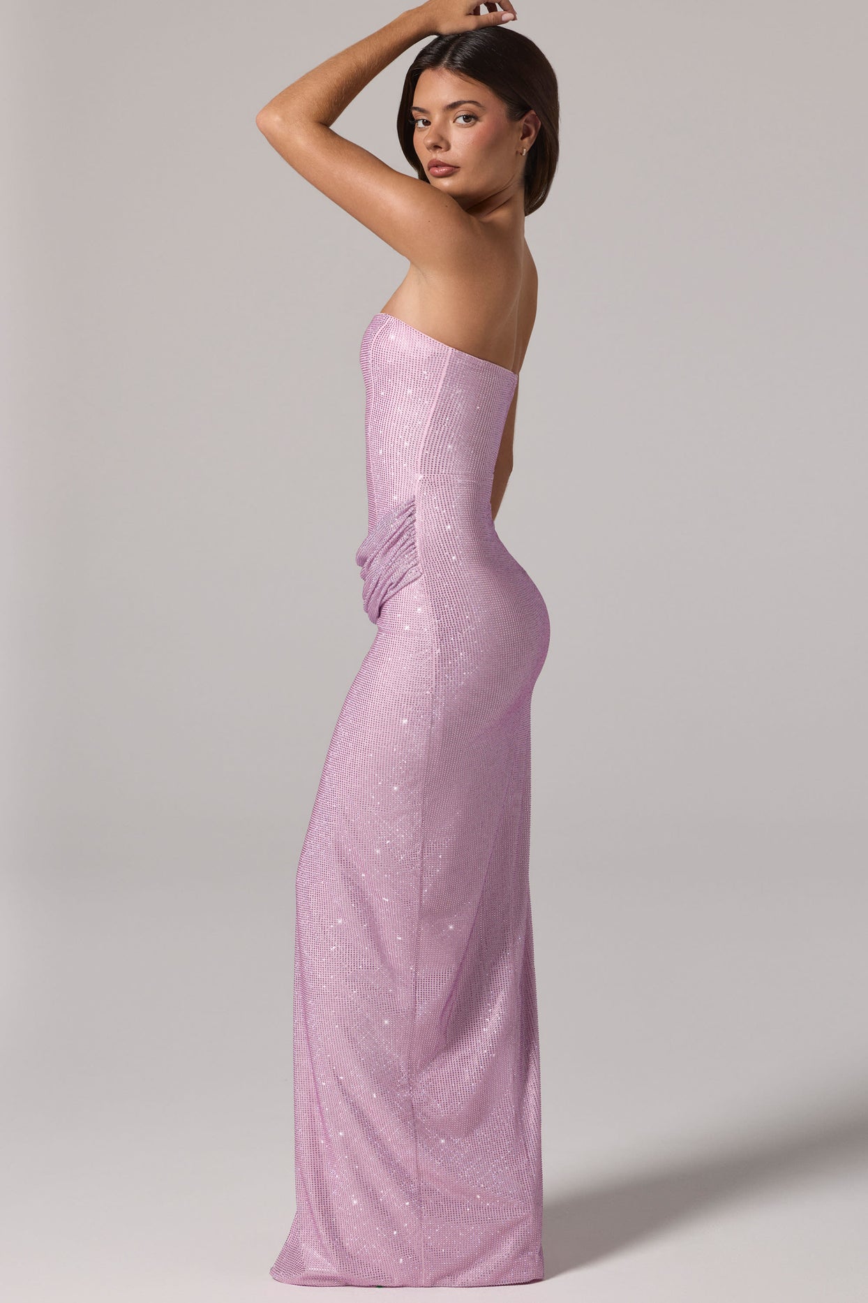 Embellished Bandeau Cowl-Waist Maxi Dress in Lavender - 4