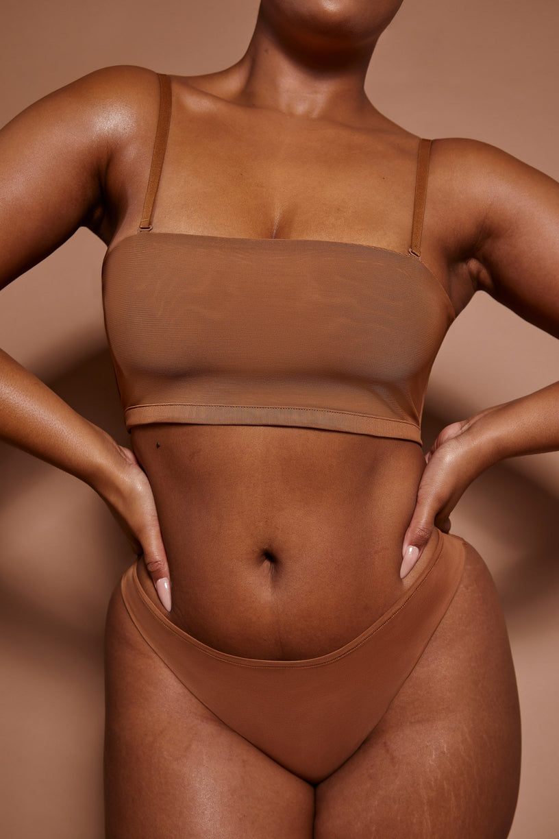 Soft Mesh Bandeau Bra in Almond - 1