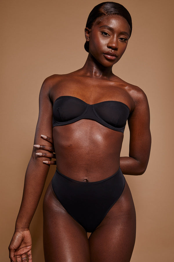 Soft Mesh High Waisted Knicker in Black - 1