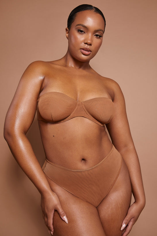 Soft Mesh High Waisted Knicker in Almond