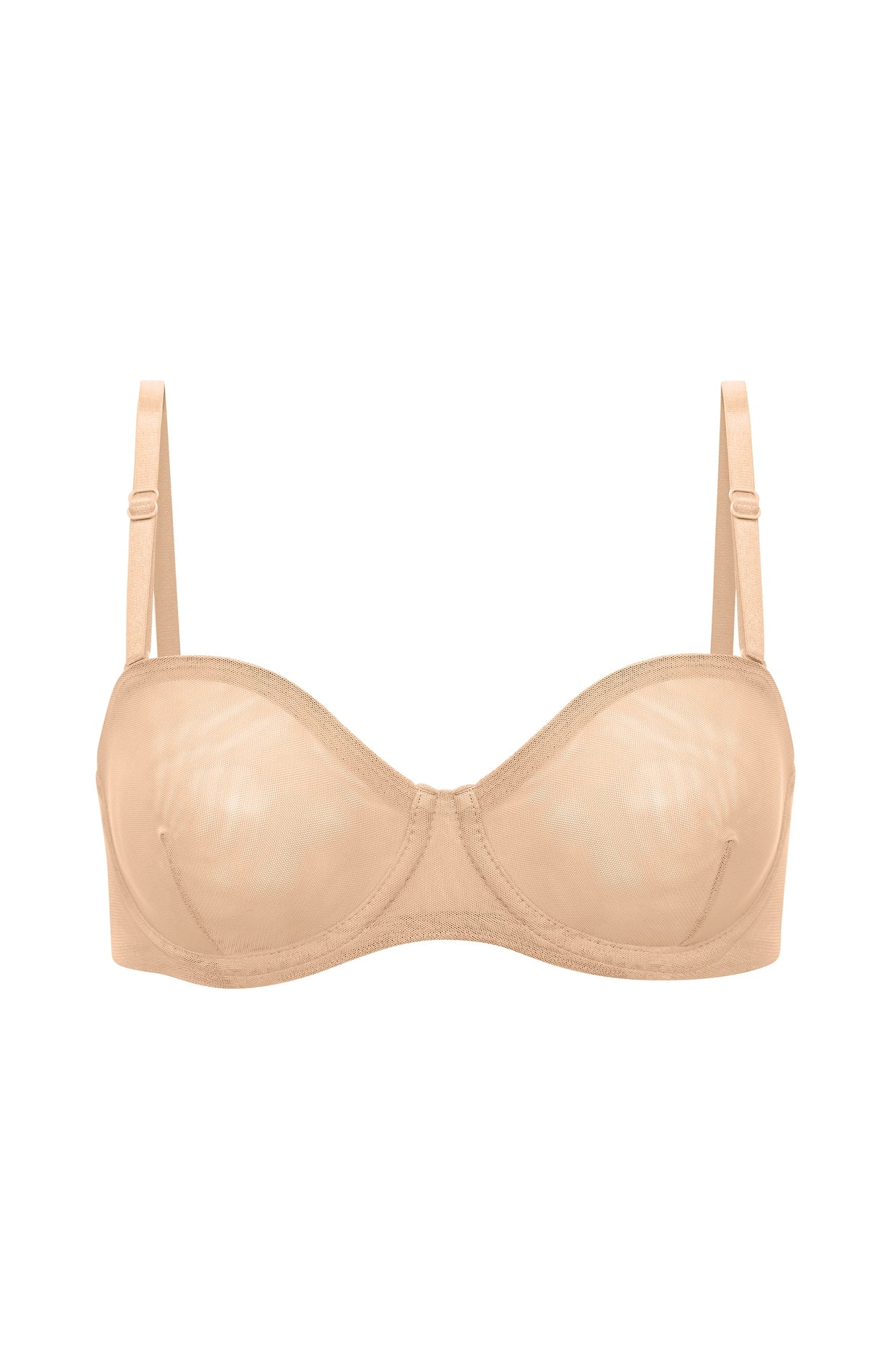 Soft Mesh Strapless Bra in Beige