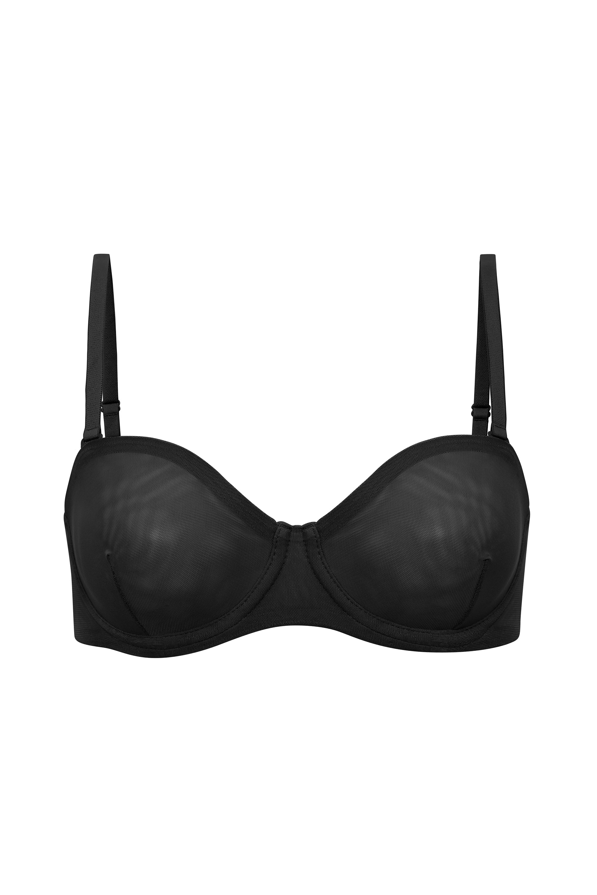 Soft Mesh Strapless Bra in Black