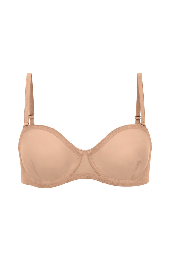 Soft Mesh Strapless Bra in Warm Peach