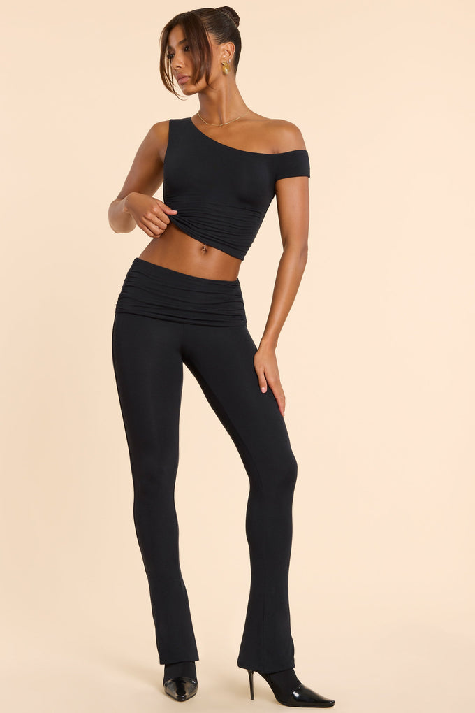 Tall Mid Rise Modal Cashmere Blend Trousers in Black