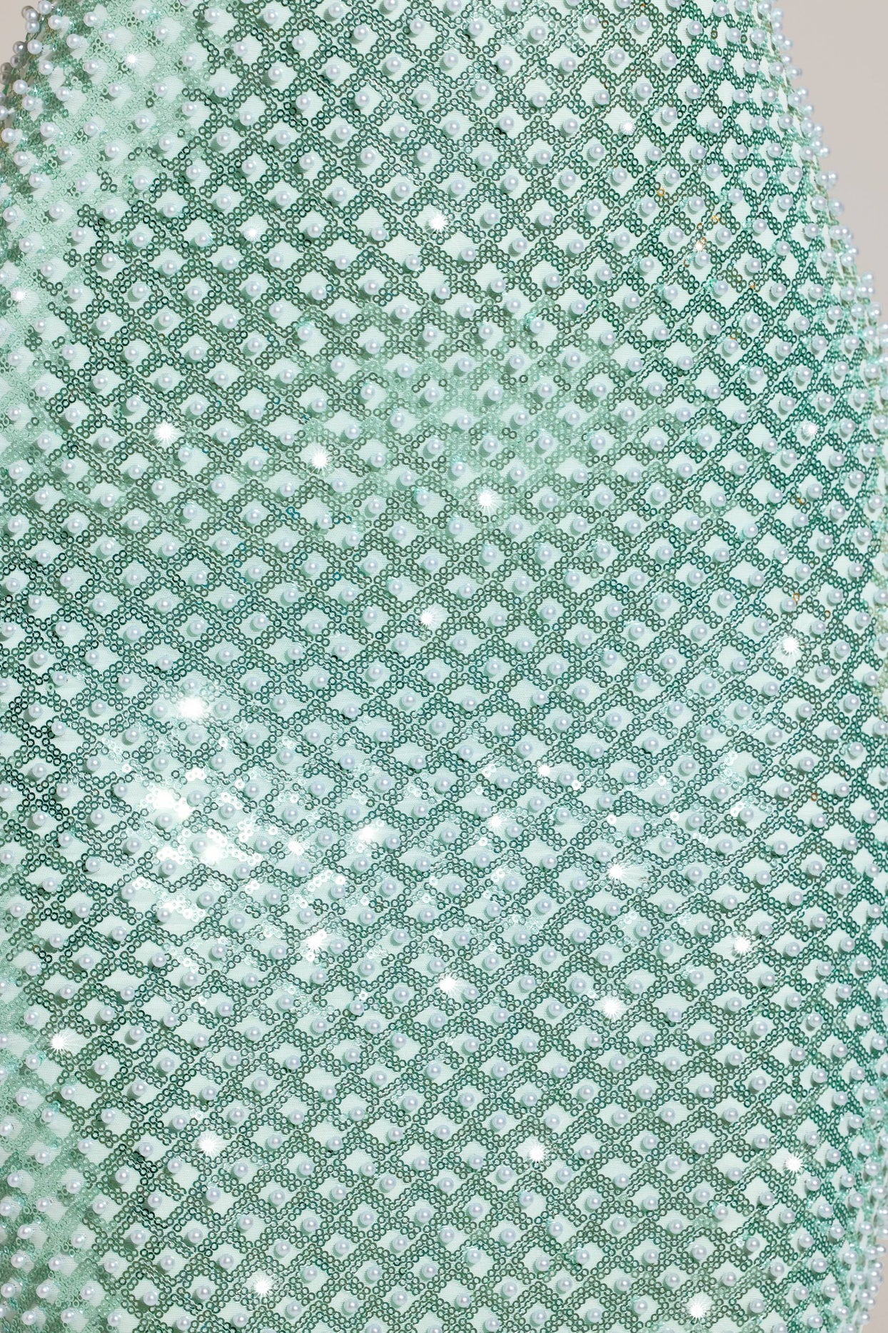 Embellished Cowl-Neck Maxi Dress in Aqua Blue - 4