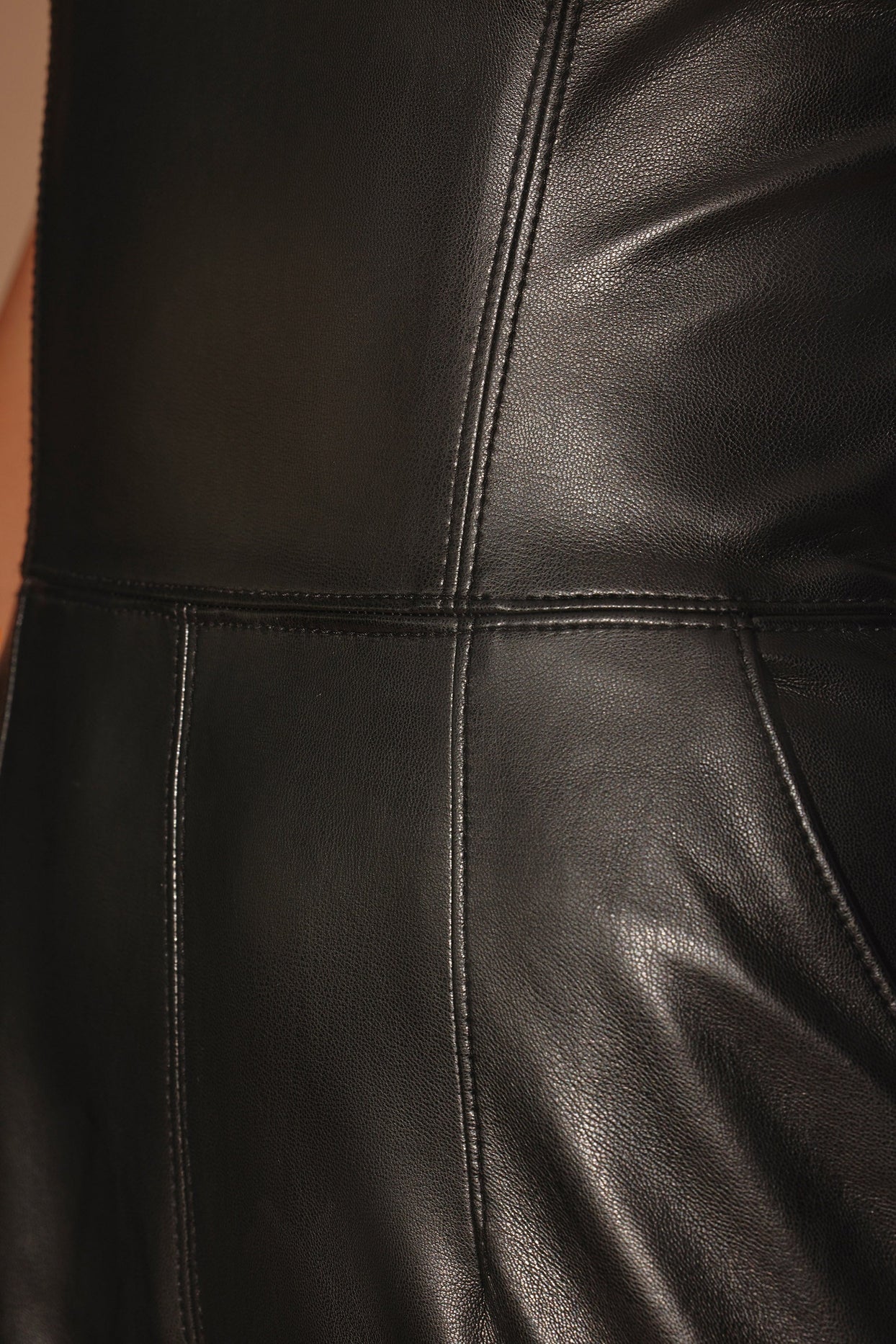 Strapless Wide Leg Vegan Leather Jumpsuit in Black