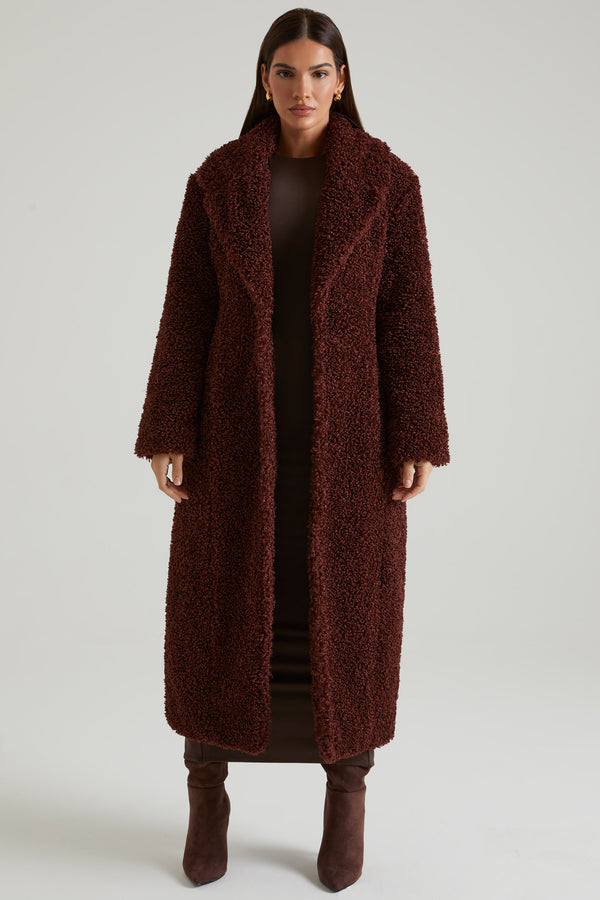 Long Shearling Coat in Brown - 1