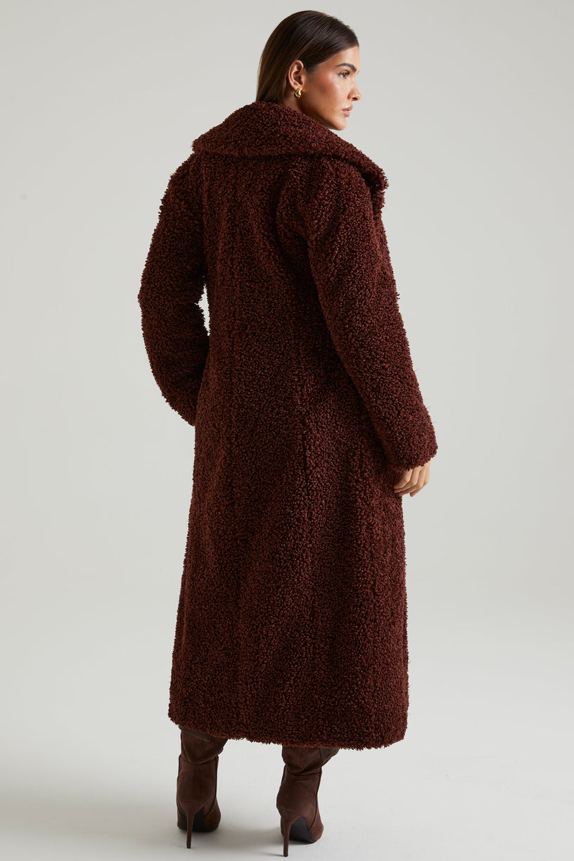 Long Shearling Coat in Brown - 2