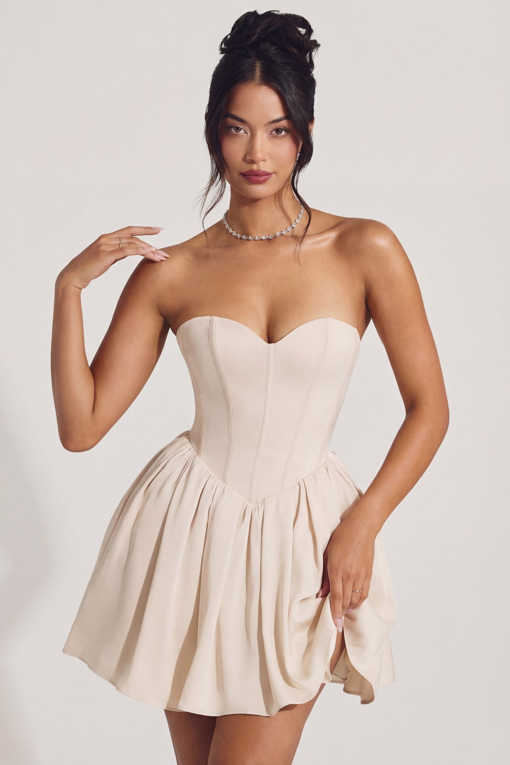 Corset Tulle Mini Dress in Ivory - 2