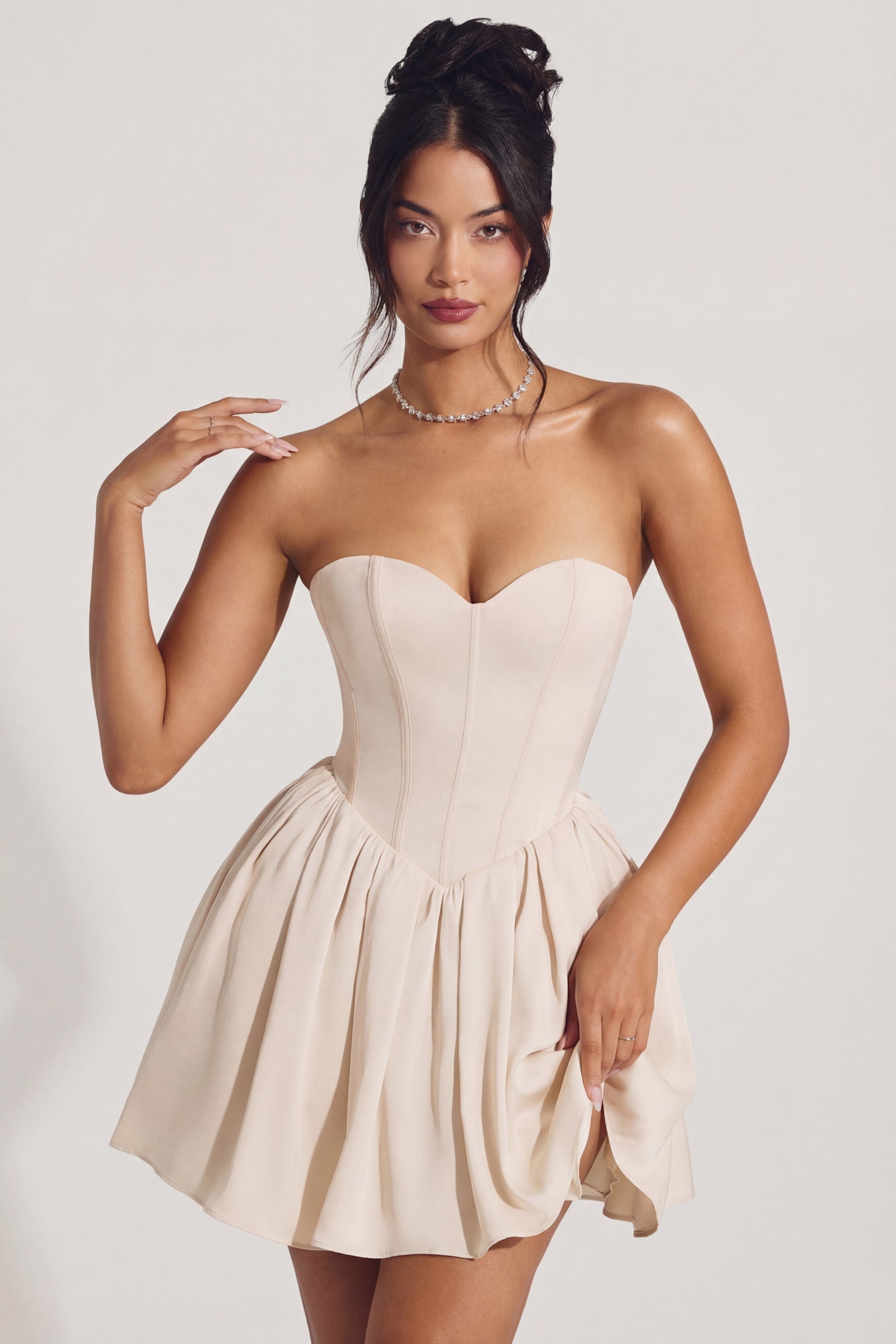 Corset Tulle Mini Dress in Ivory - 2
