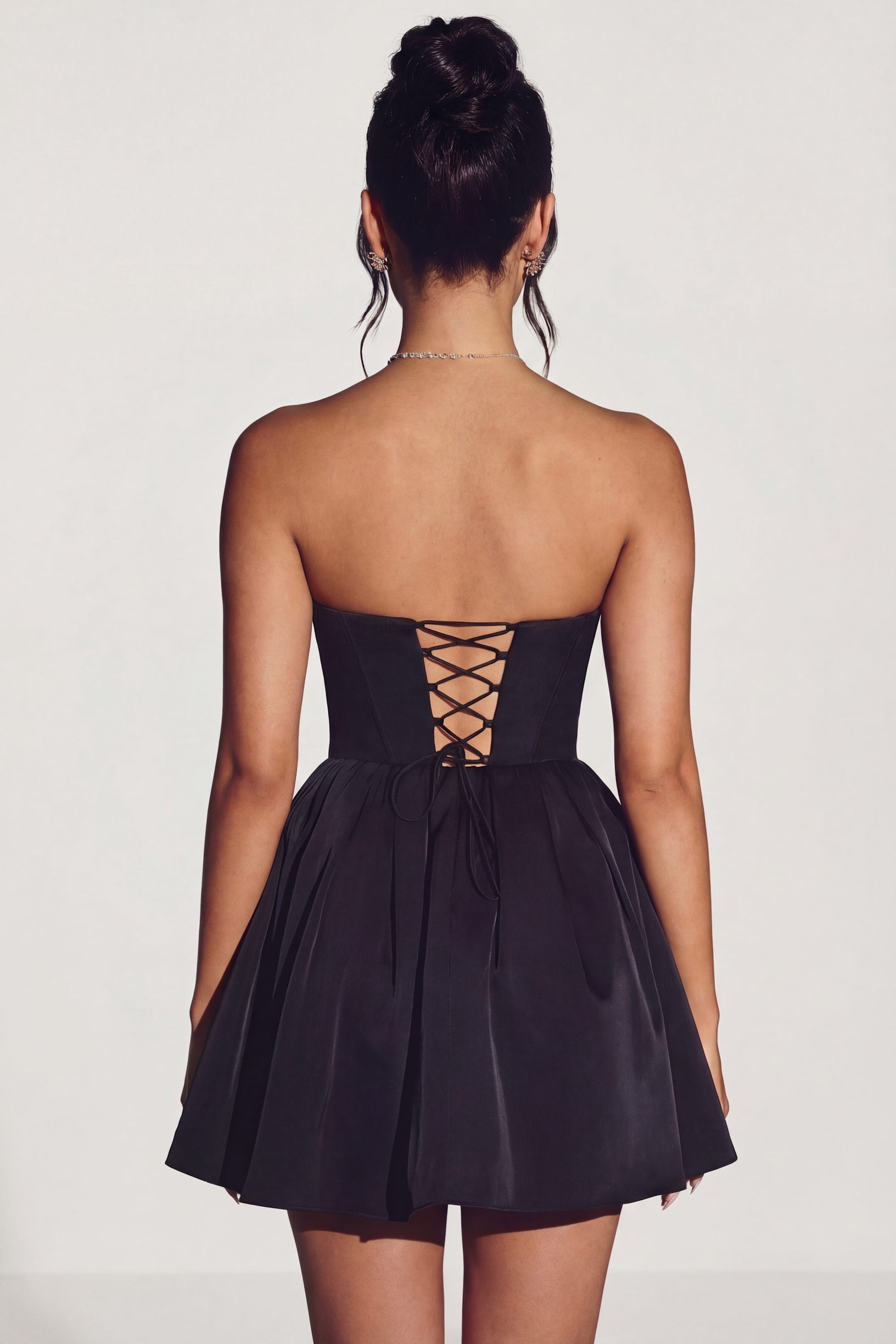 Corset Tulle Mini Dress in Jet Black - 2
