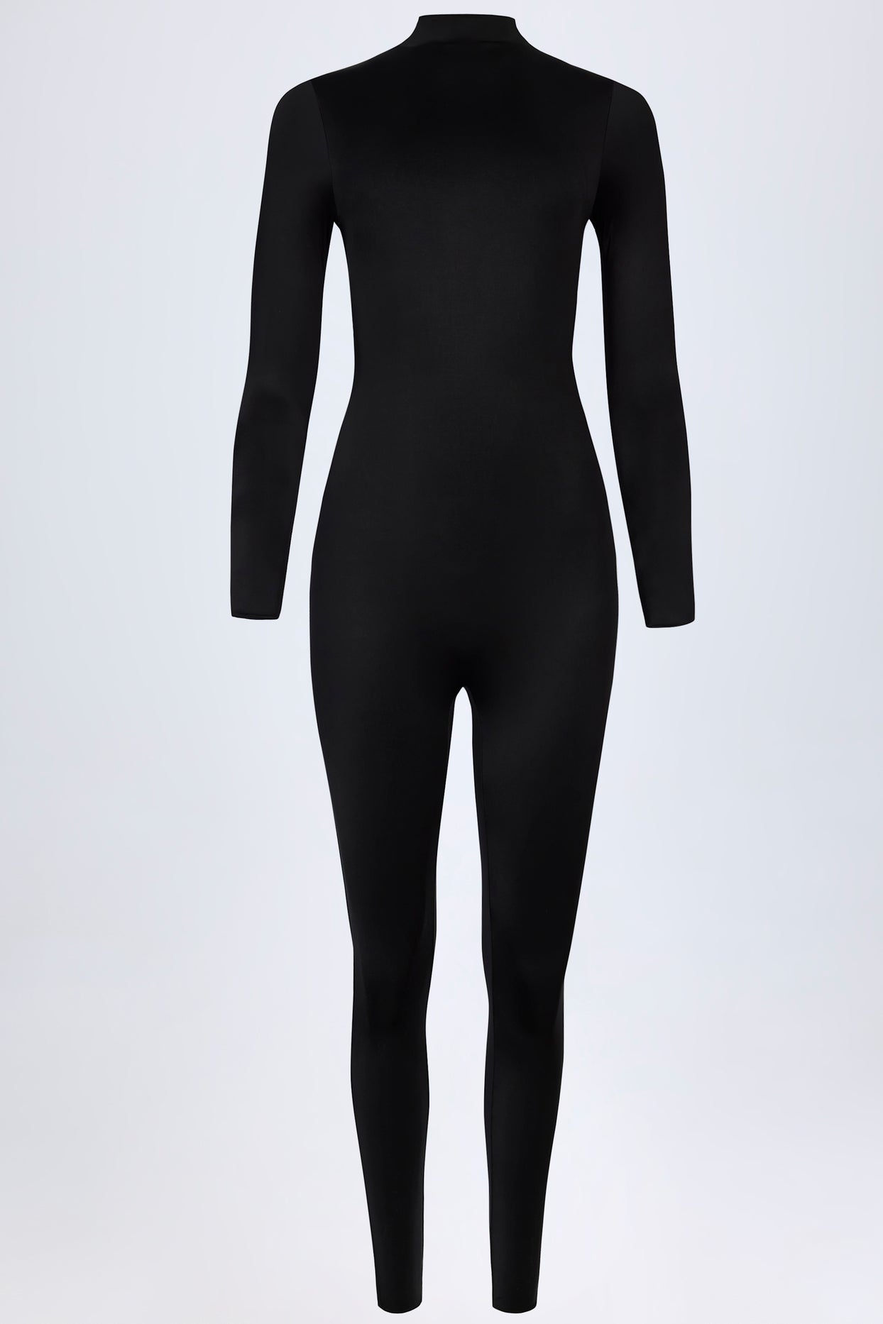 High Neck Long Sleeve Jumpsuit in Black - 5