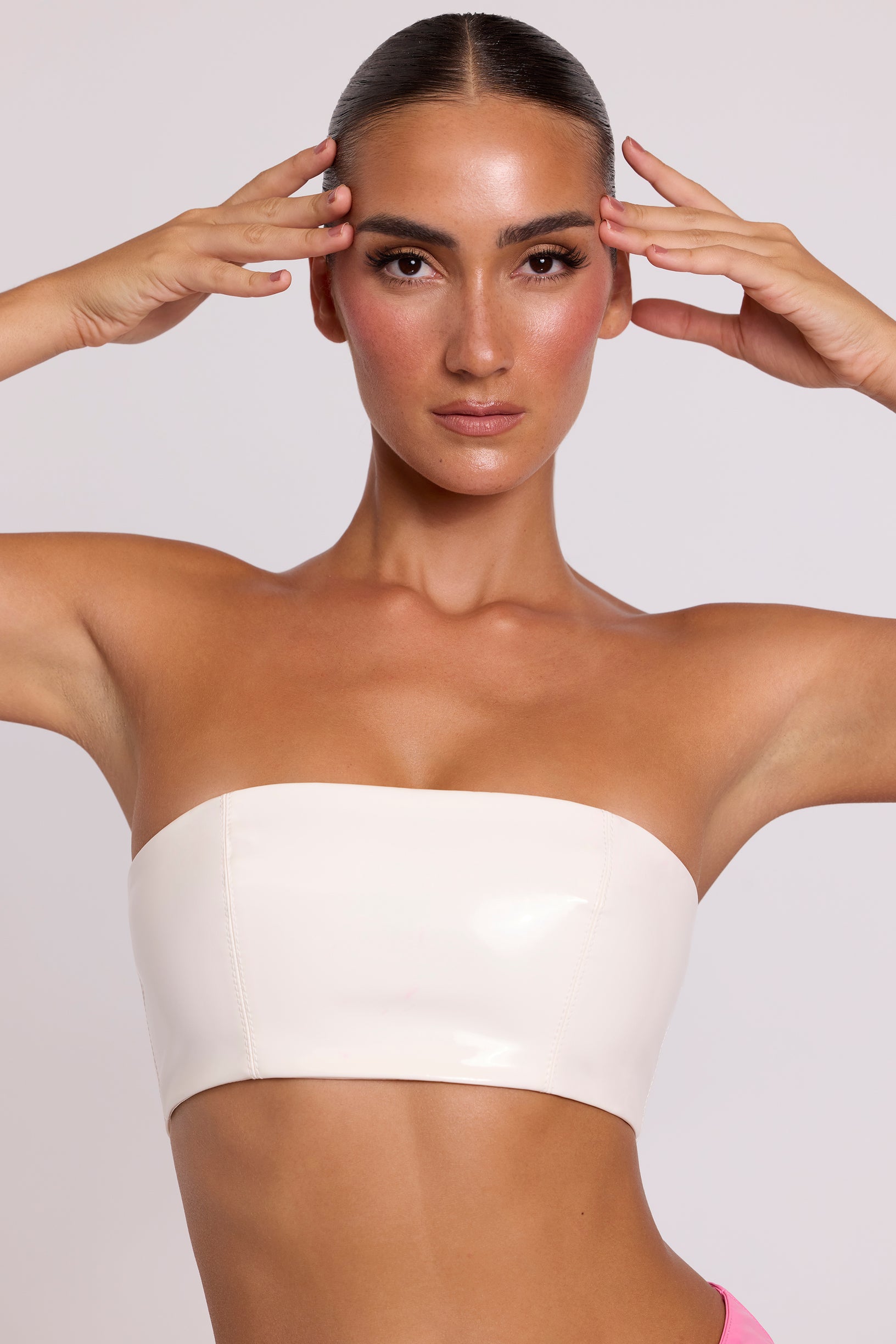 Vinyl Bandeau Bralette in White - 1