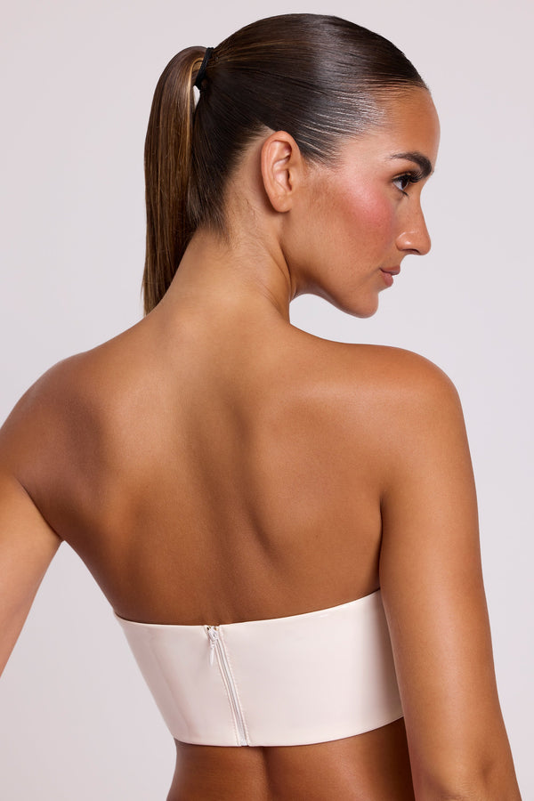Vinyl Bandeau Bralette in White - 2