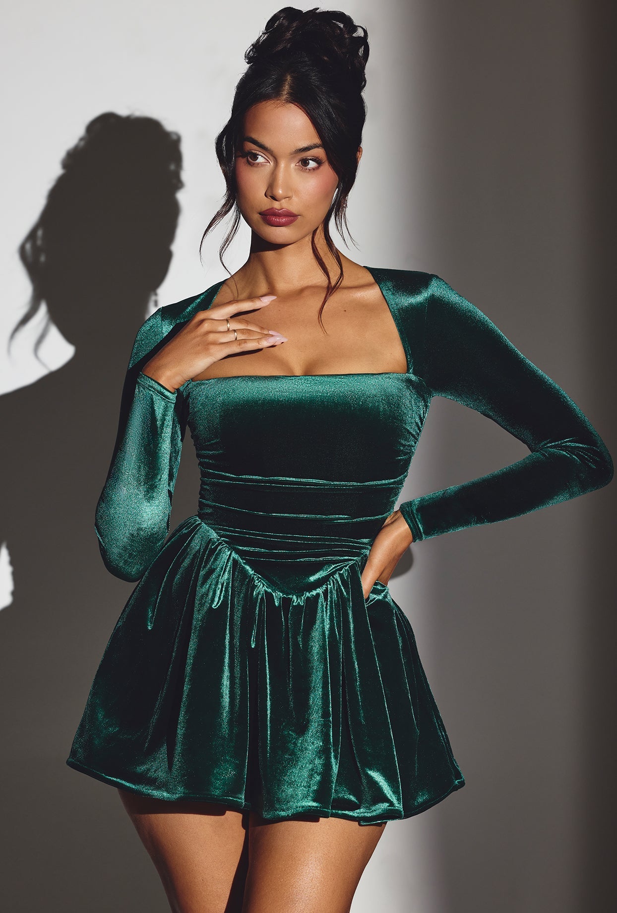 velvet dress emerald green retrofte Women's Greta - Blue way stretch velvet combine to bring you our most low Azazie Soren Emerald Velvet Bridesmaid