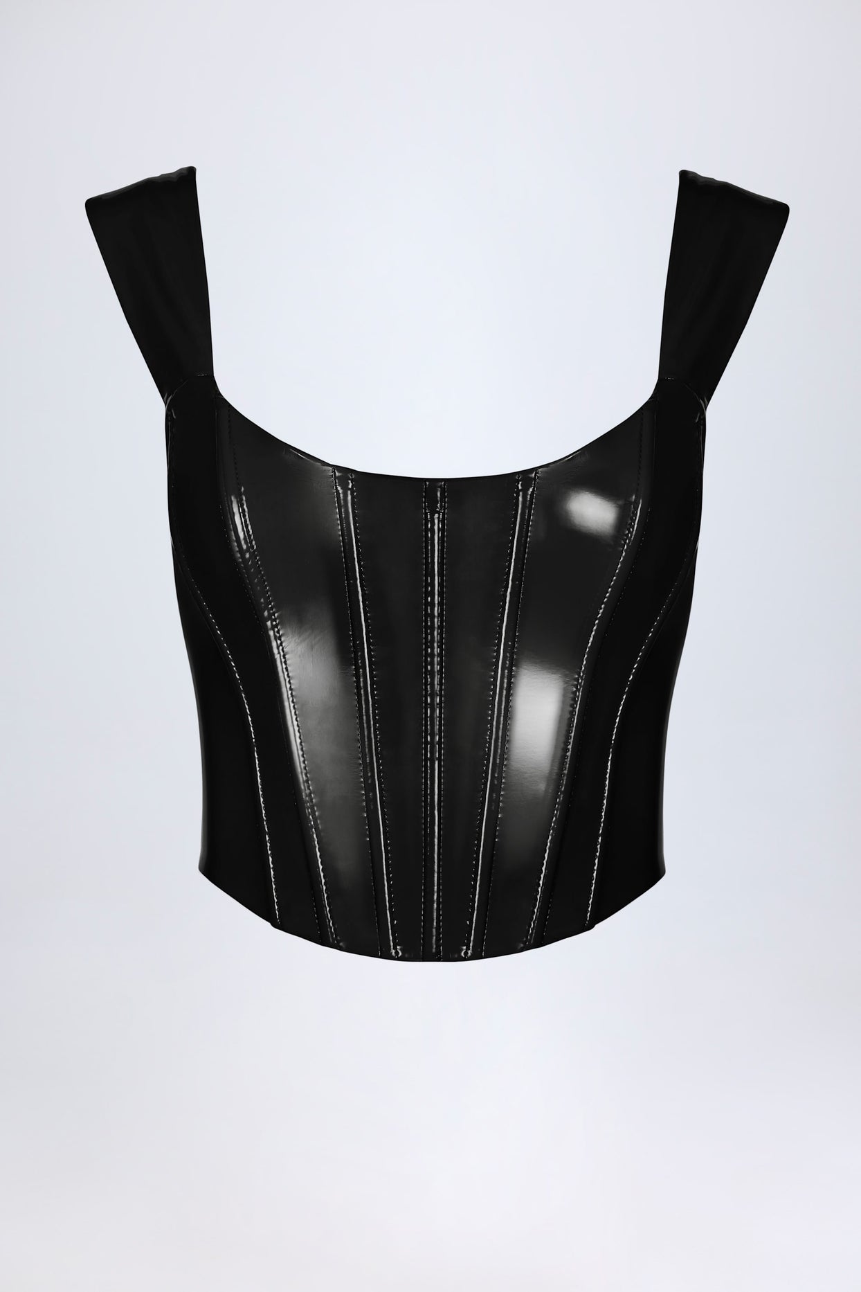 Vinyl Lace-Up Corset Top in Black - 5