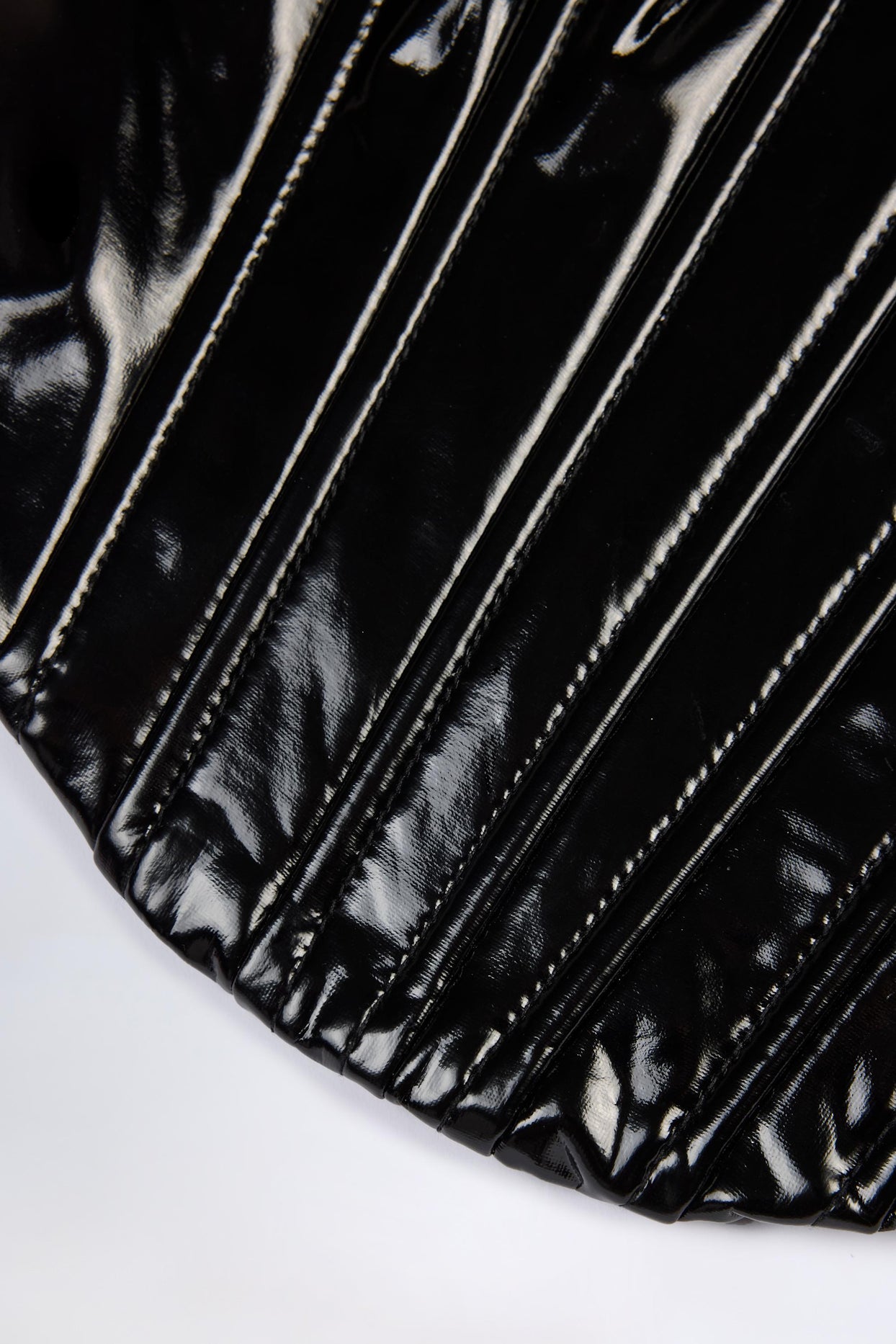 Vinyl Lace-Up Corset Top in Black - 8