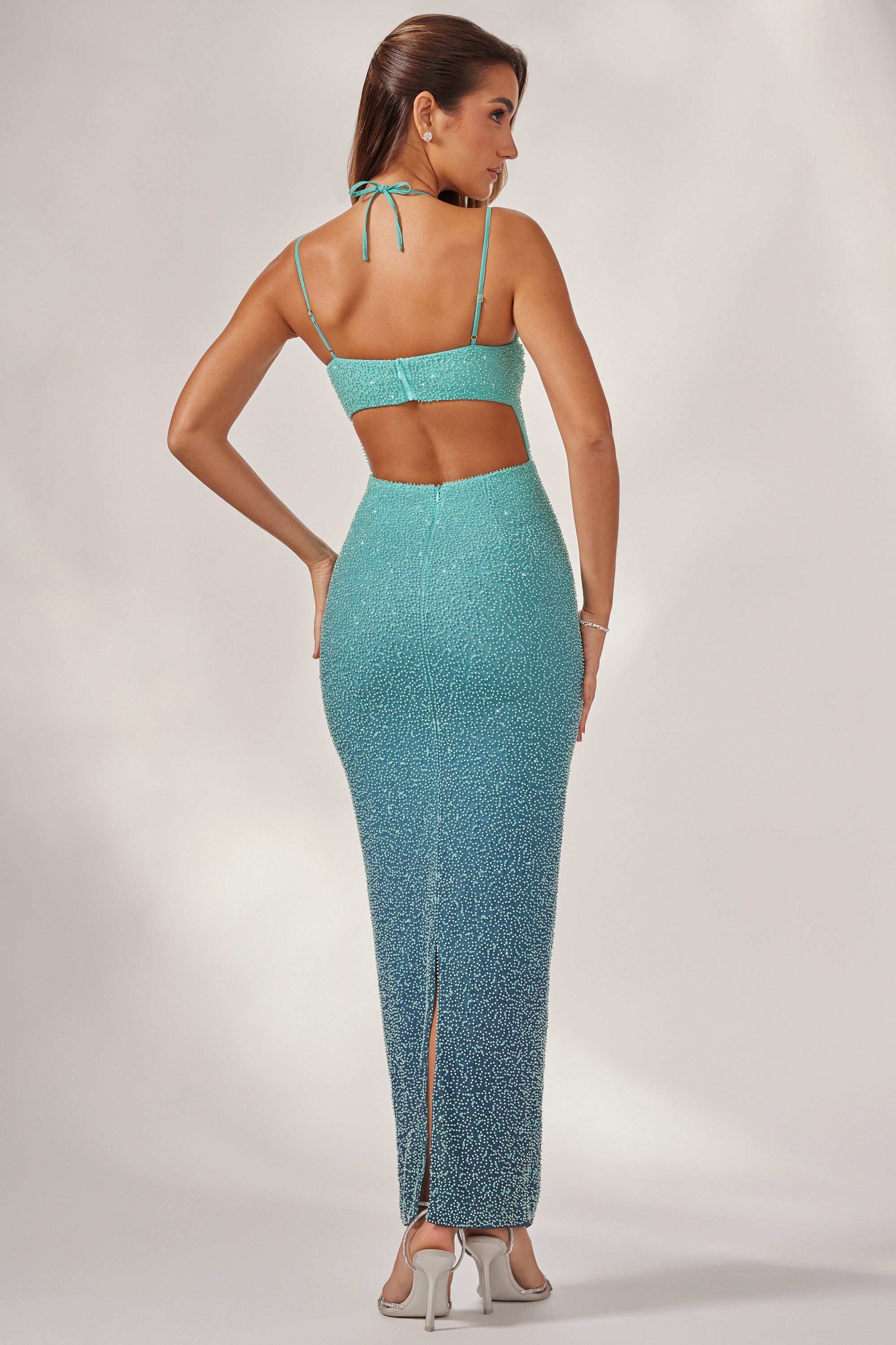 Embellished Maxi Dress in Blue Ombré