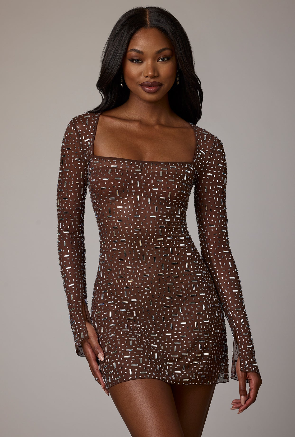 soft mesh mini slip dress in mocha Intimates Soft Mesh Mini Slip Dress in Deep Cocoa