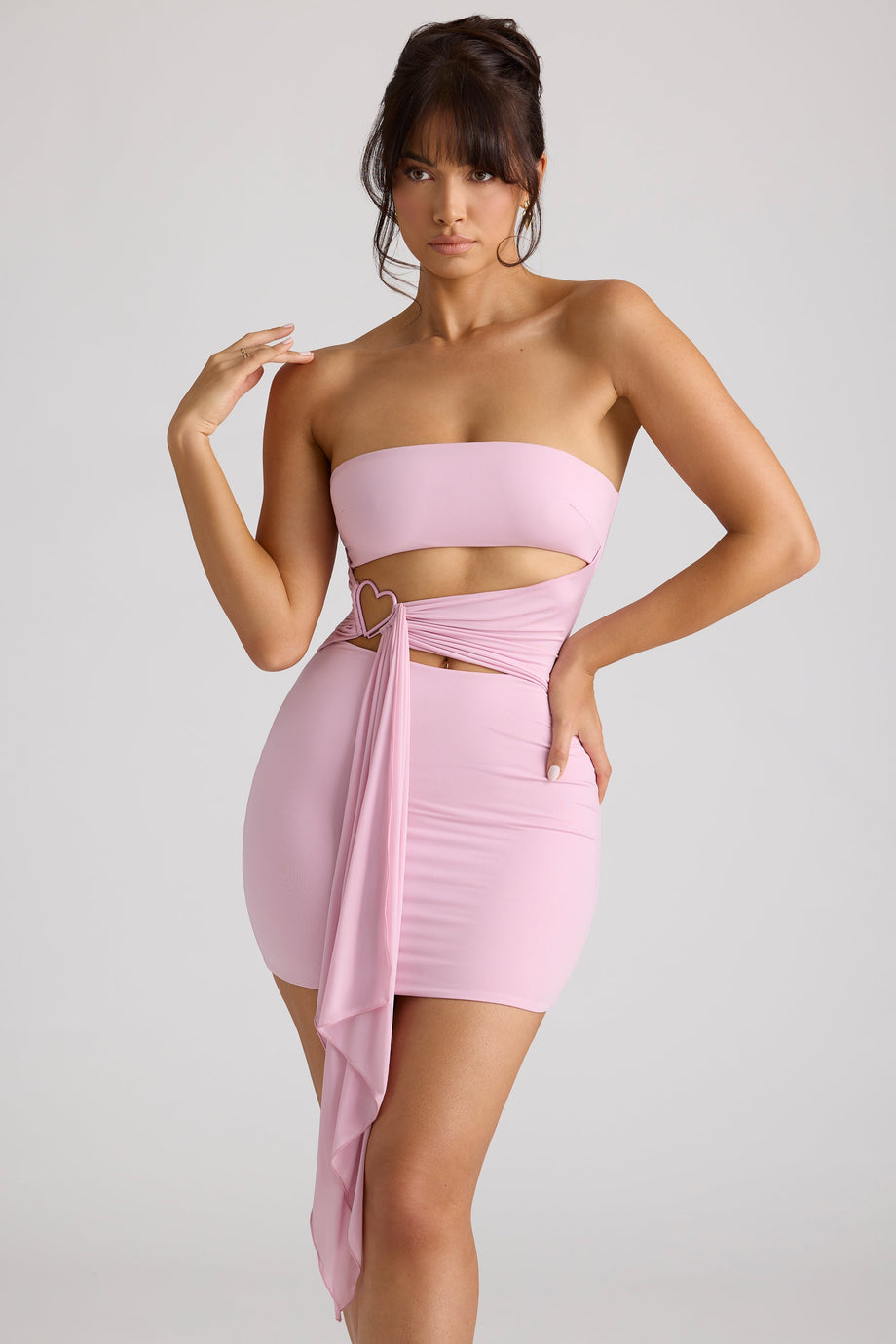 Bandeau Mini Dress in Soft Pink