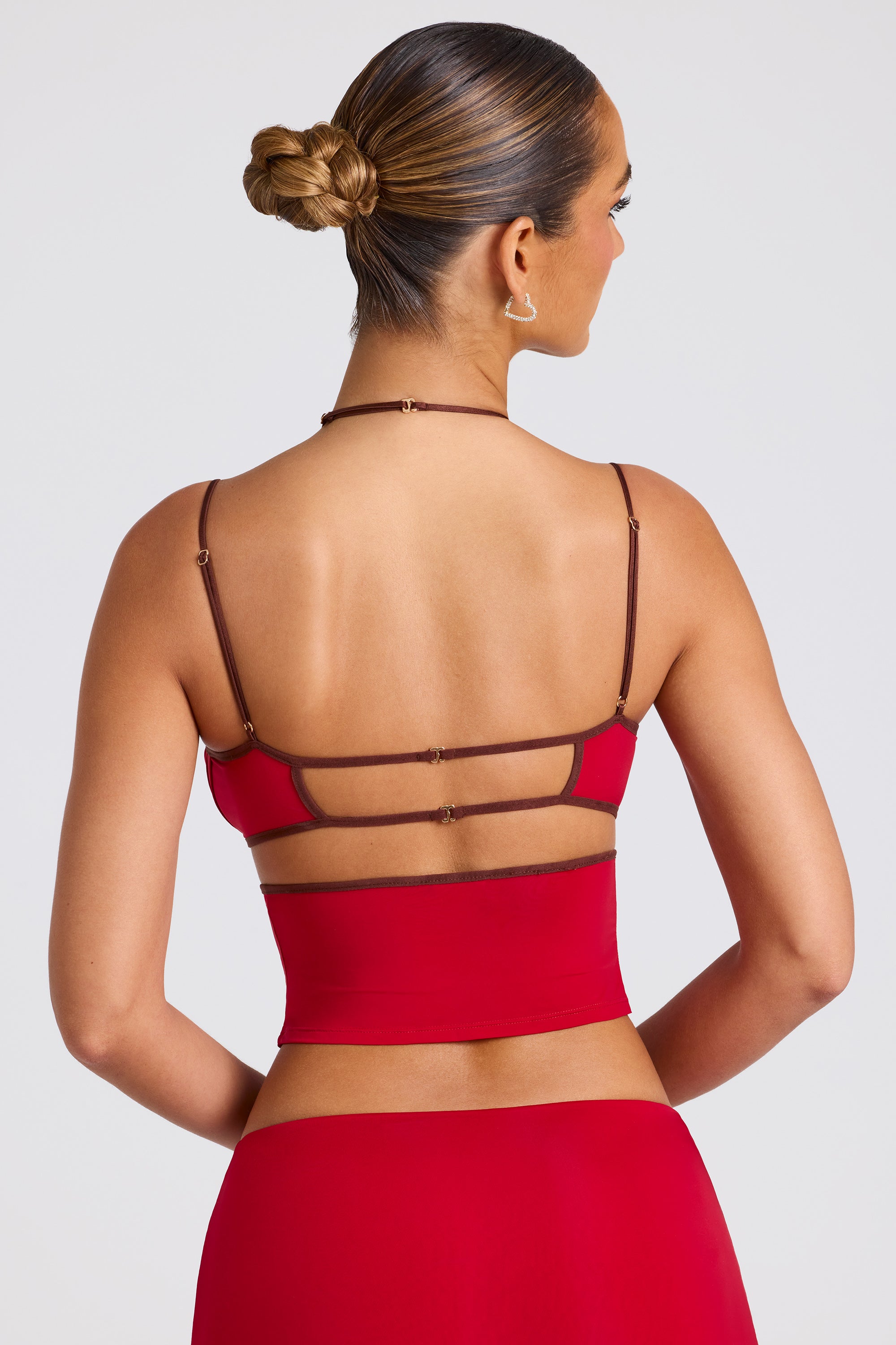 Contrast Binding Cami Top in Fire Red - 2