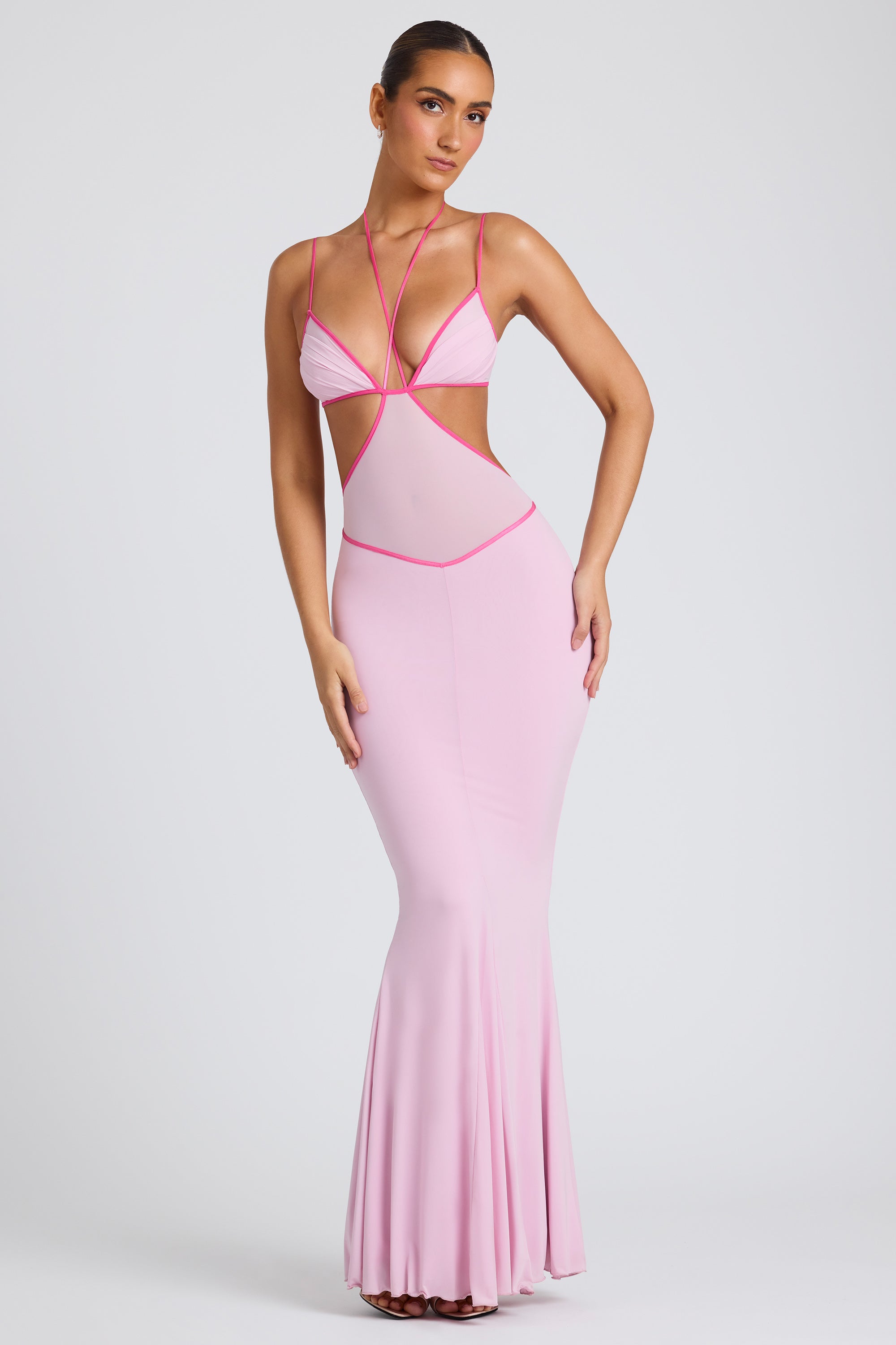 Pink stitch 2024 maxi dress