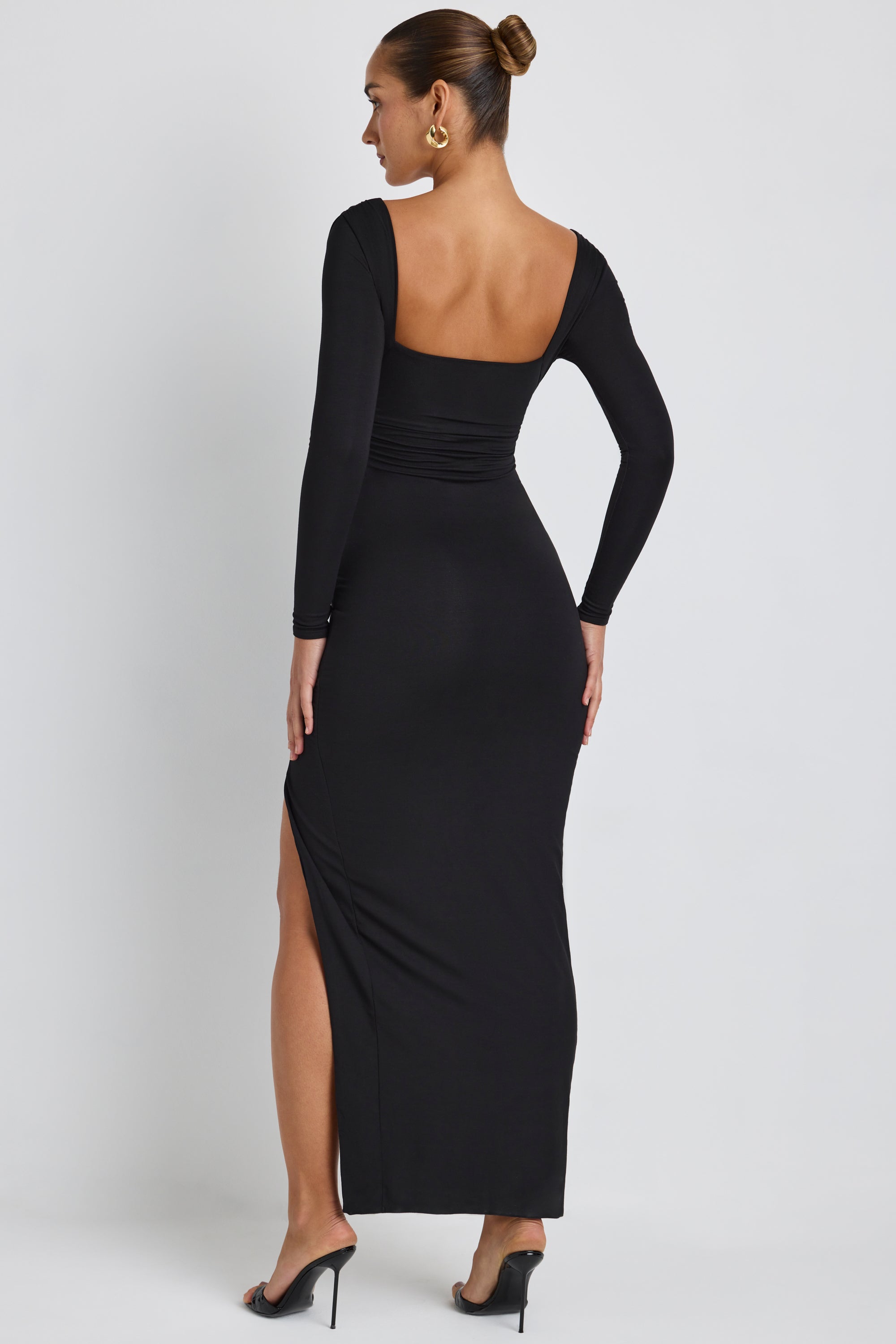 High neck long sleeve maxi dress deals