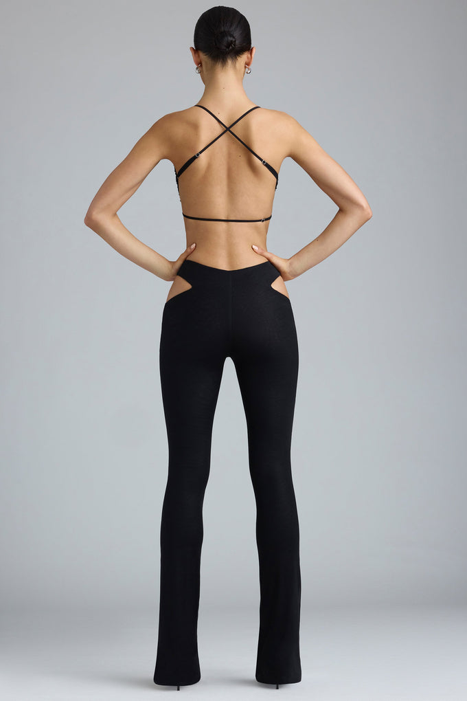 Citra Tall Ribbed Cut Out Back Jumpsuit in Tan