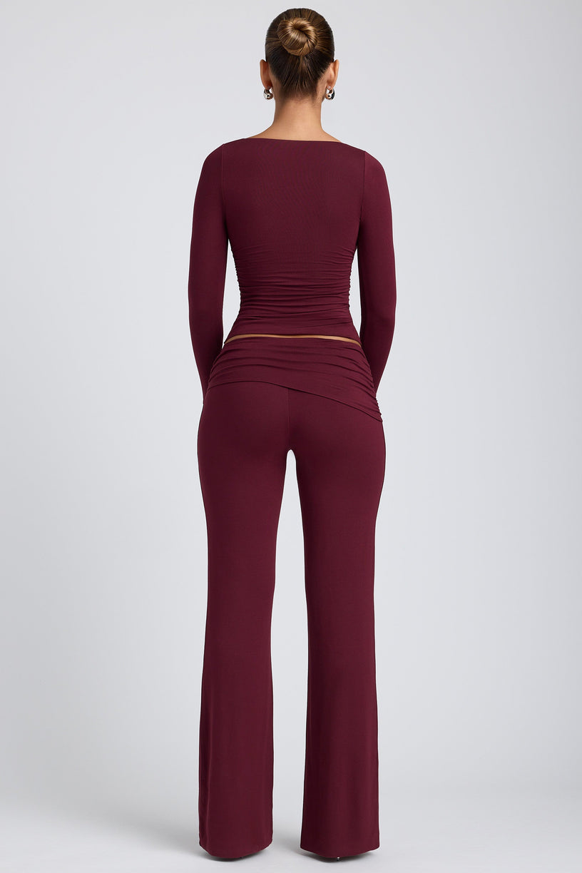 Mid-Rise Straight-Leg Trousers in Plum - 2