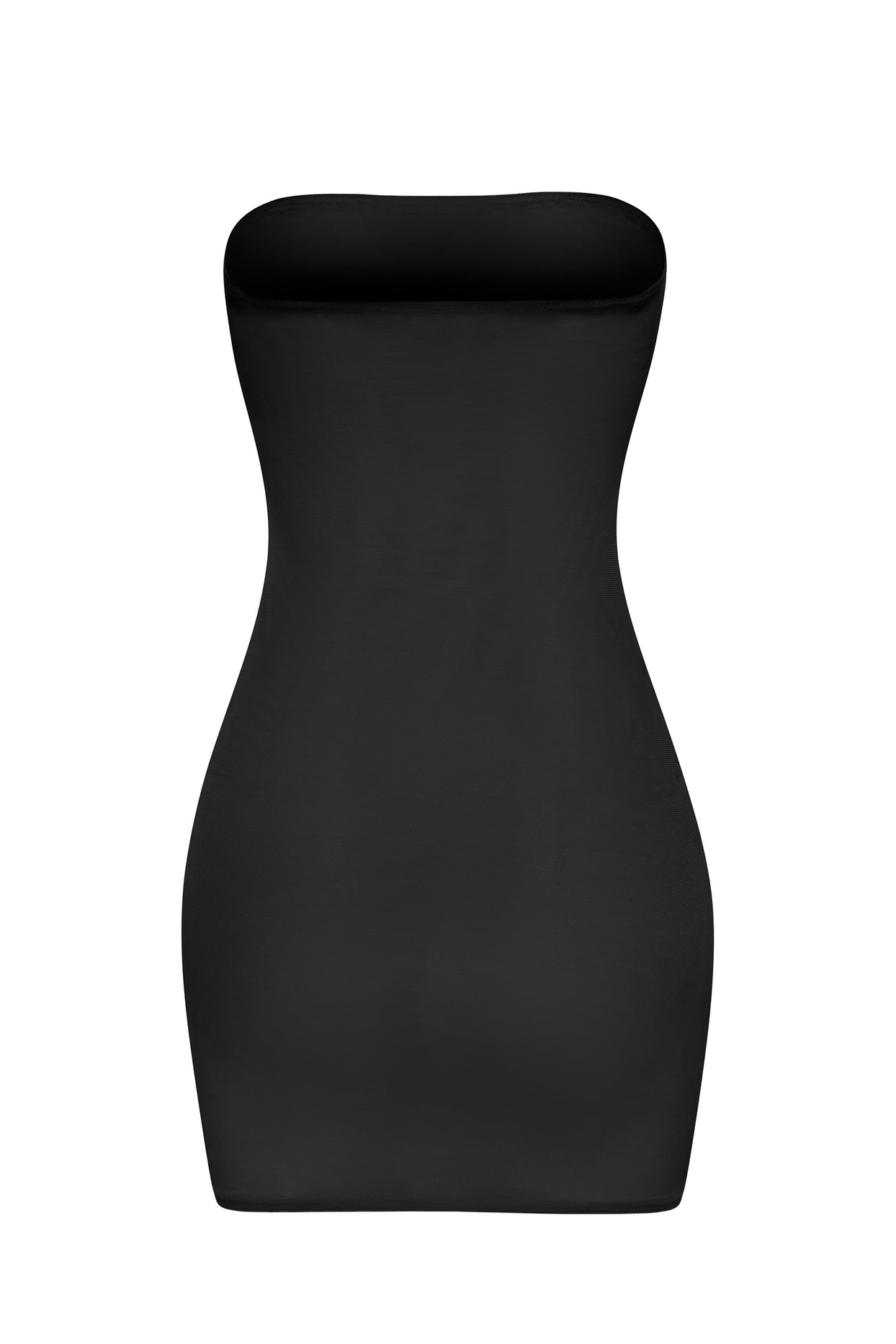 Soft Sheer-Mesh Bandeau Mini Slip Dress in Black - 2
