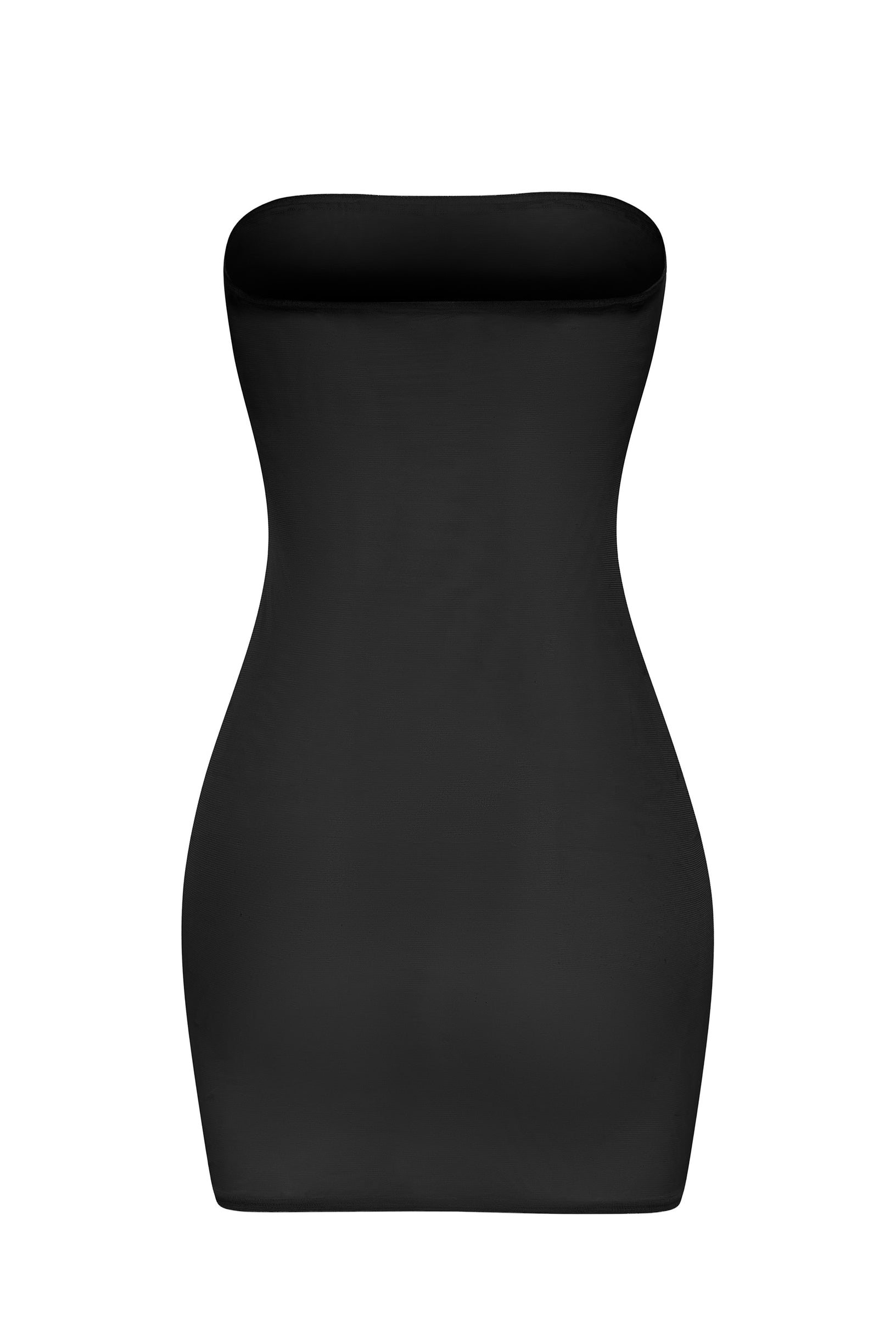 Soft Sheer-Mesh Bandeau Mini Slip Dress in Black - 2