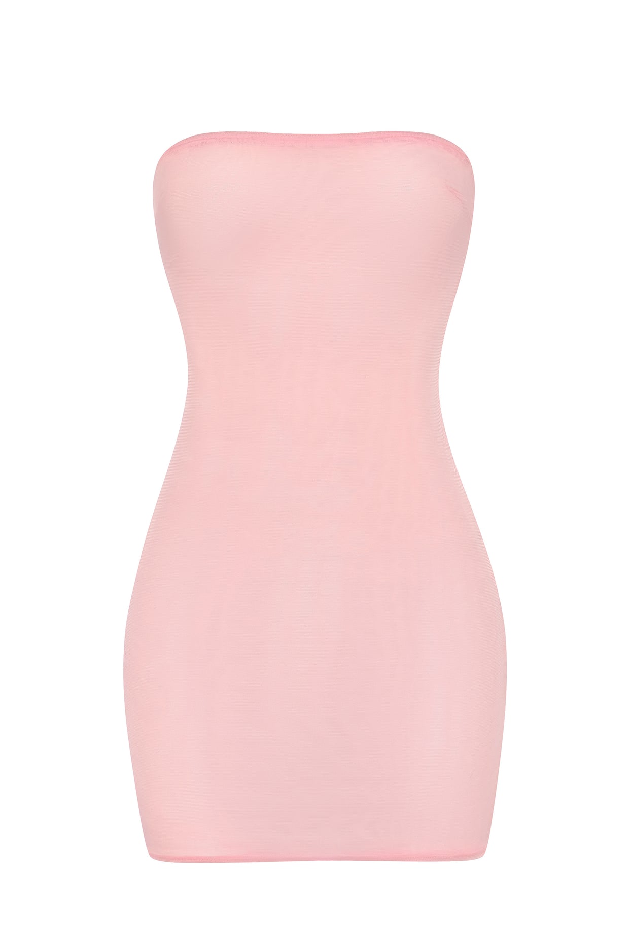 Soft Sheer-Mesh Bandeau Mini Slip Dress in Pink - 1
