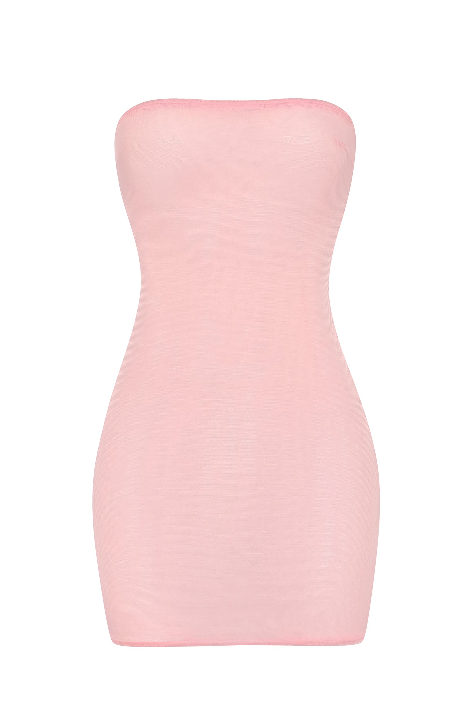 Soft Sheer-Mesh Bandeau Mini Slip Dress in Pink - 1
