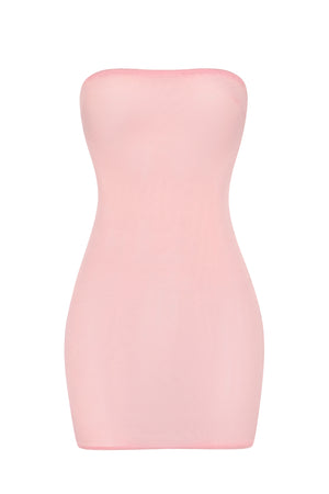 Soft Mesh Mini Slip Dress in Pink