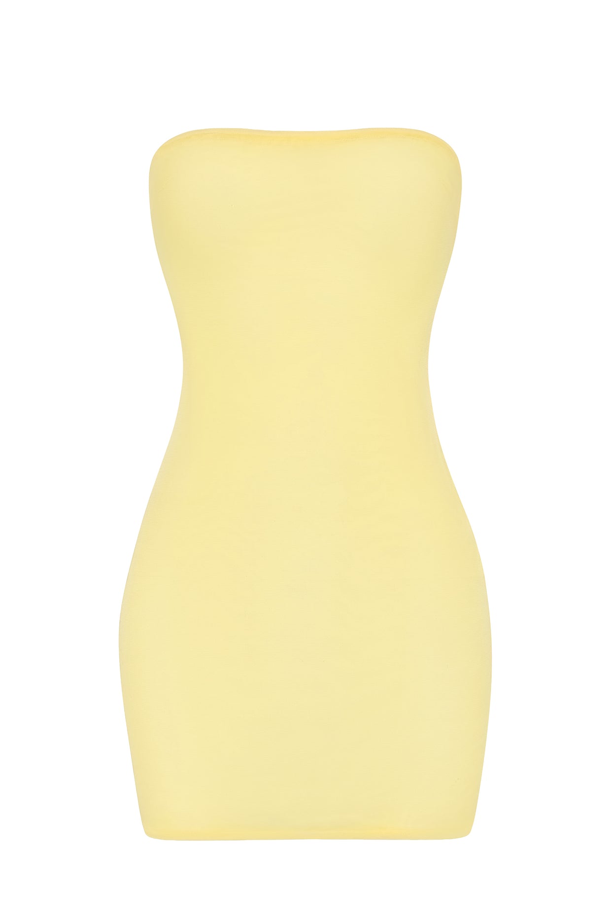 Soft Sheer-Mesh Bandeau Mini Slip Dress in Yellow - 1