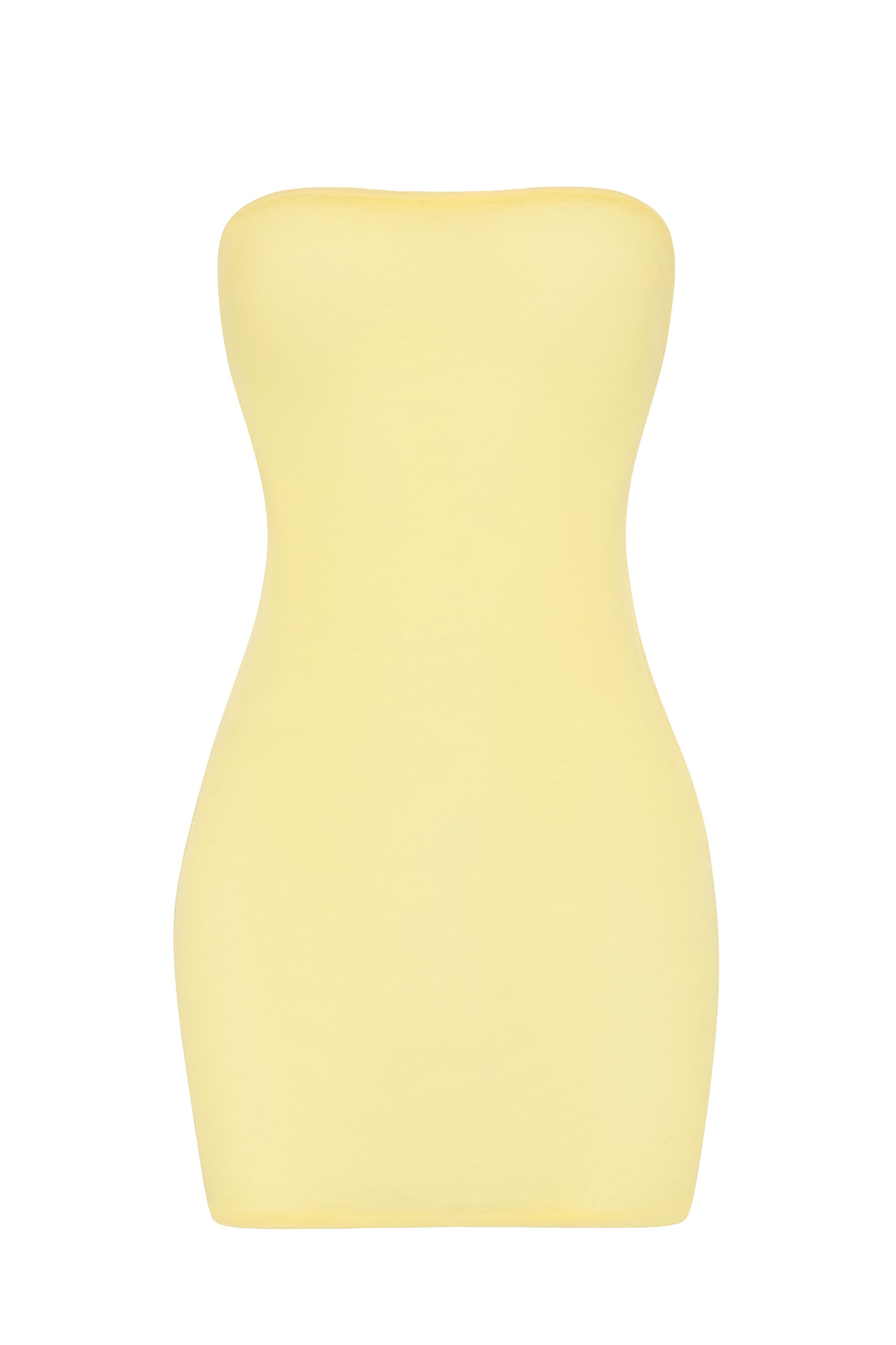 Soft Sheer-Mesh Bandeau Mini Slip Dress in Yellow - 1