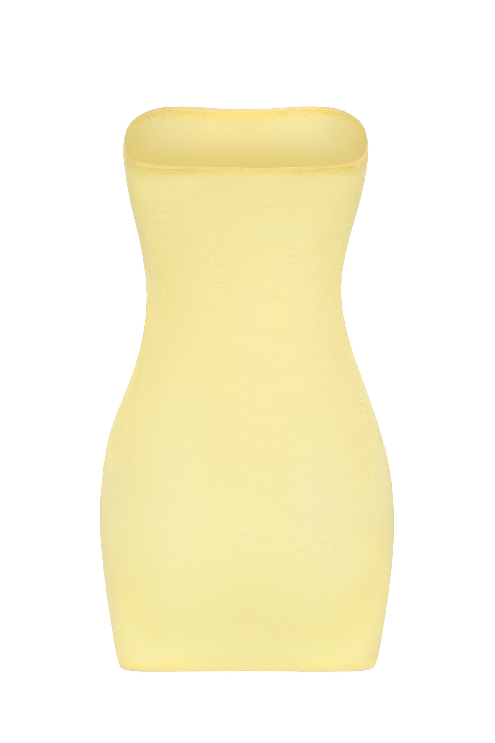Soft Sheer-Mesh Bandeau Mini Slip Dress in Yellow - 2