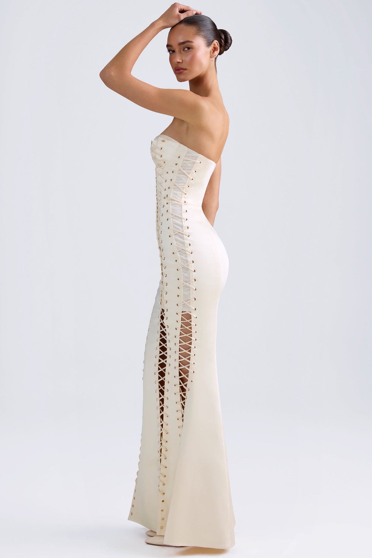 Lace-Up Corset Gown in Ivory