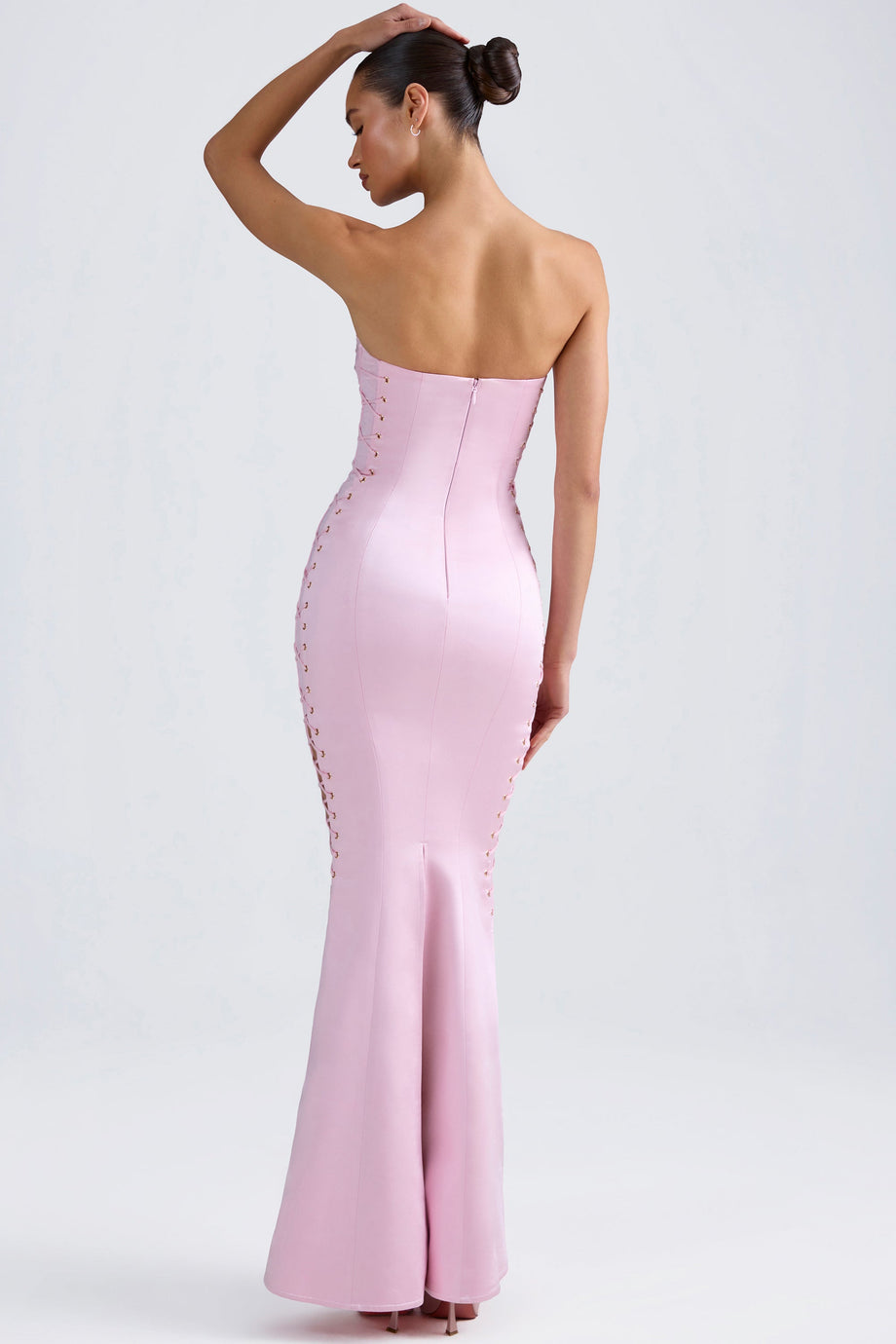 Lace-Up Corset Gown in Light Pink