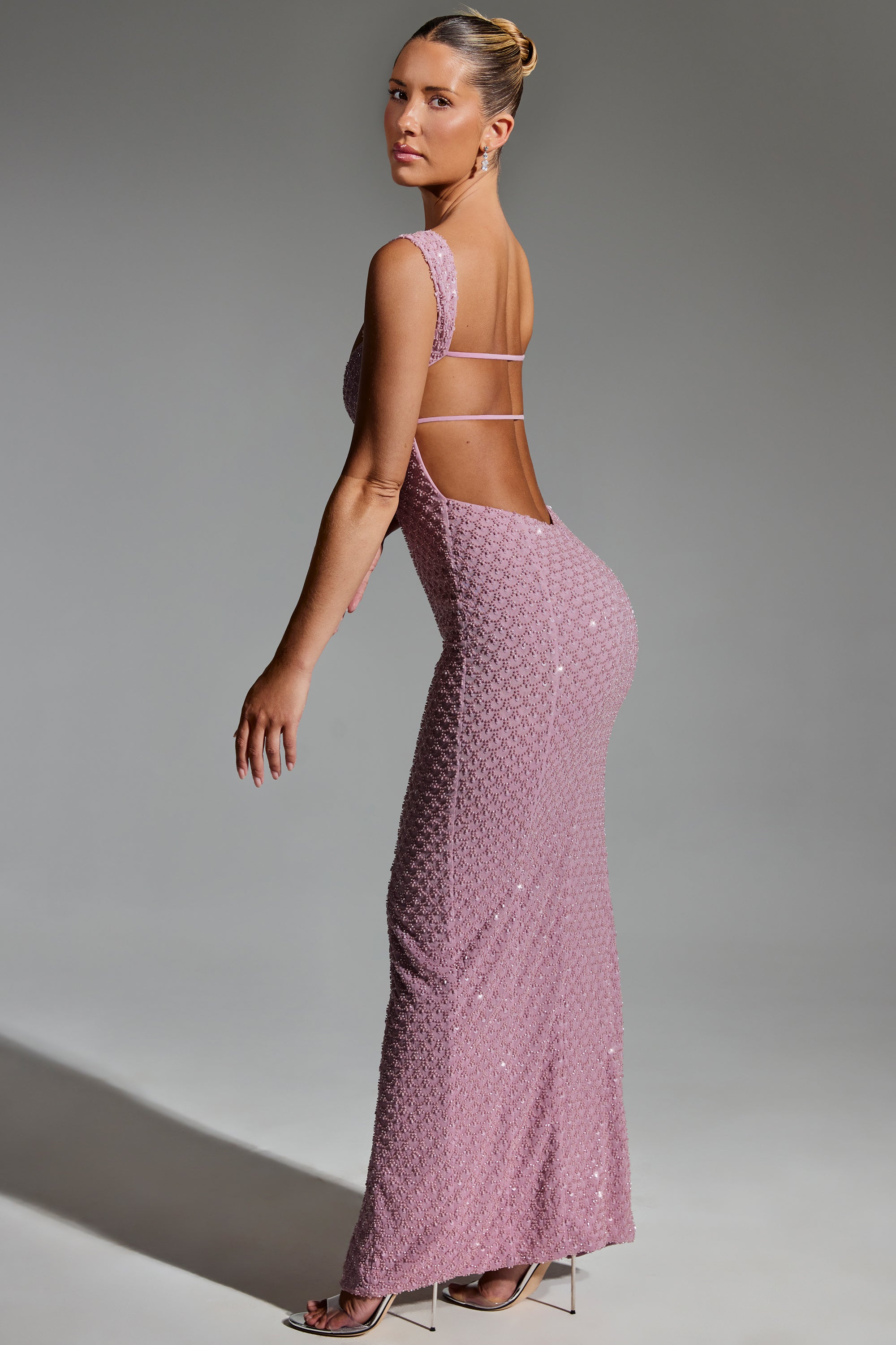 blush pink backless dress Blush Pink Chiffon Halter Dress: Backless A-line Gown