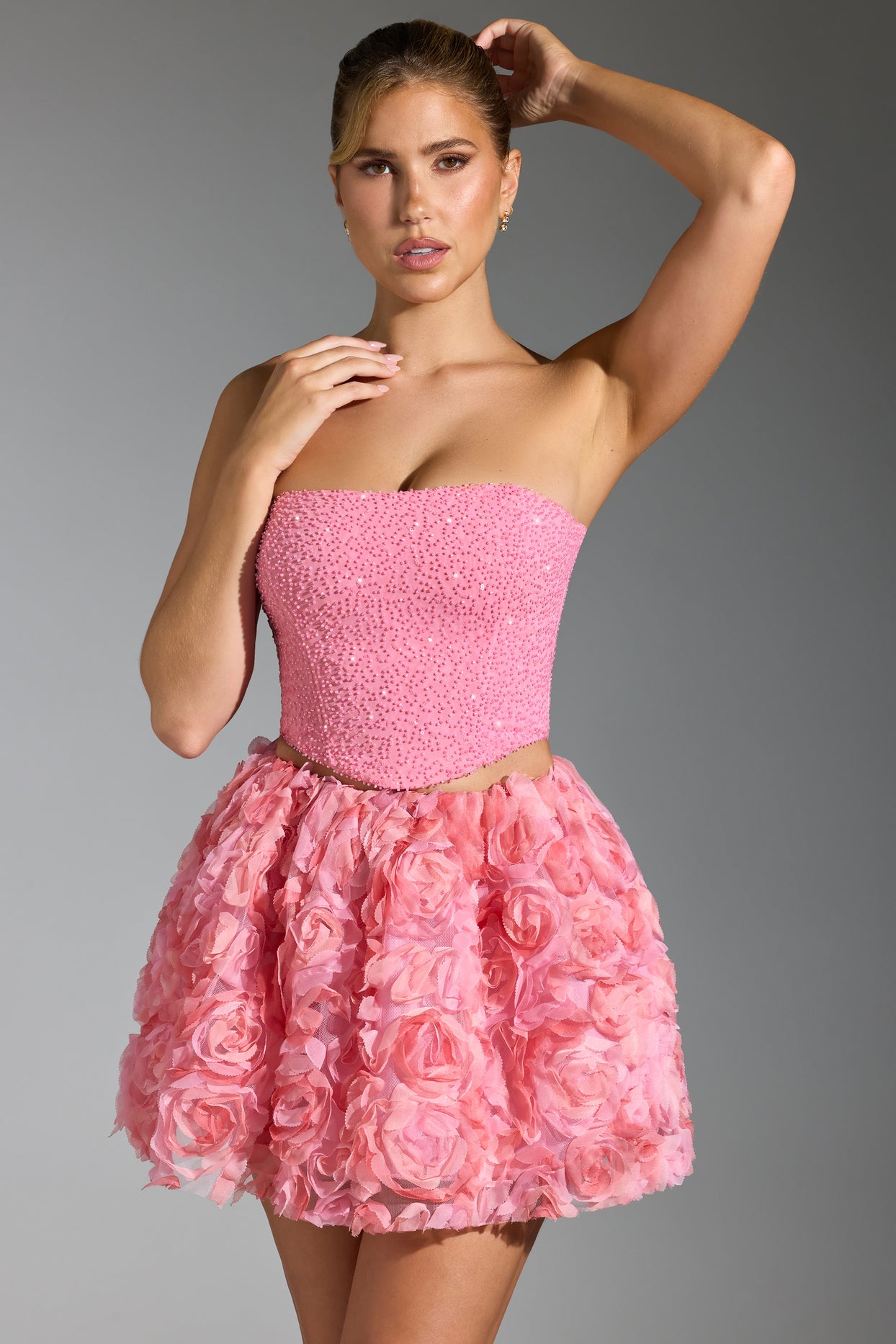 Embellished Corset Top in Pink