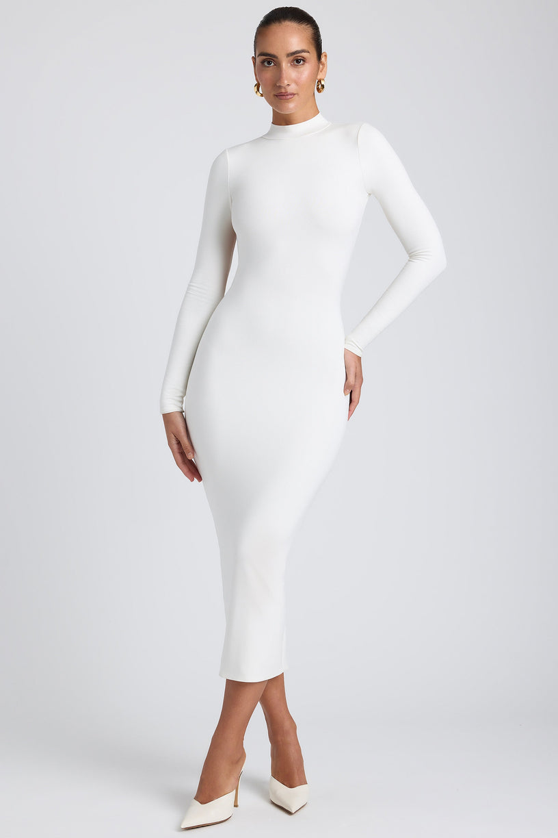 Modal Cross-Back Midaxi Dress in White - 2